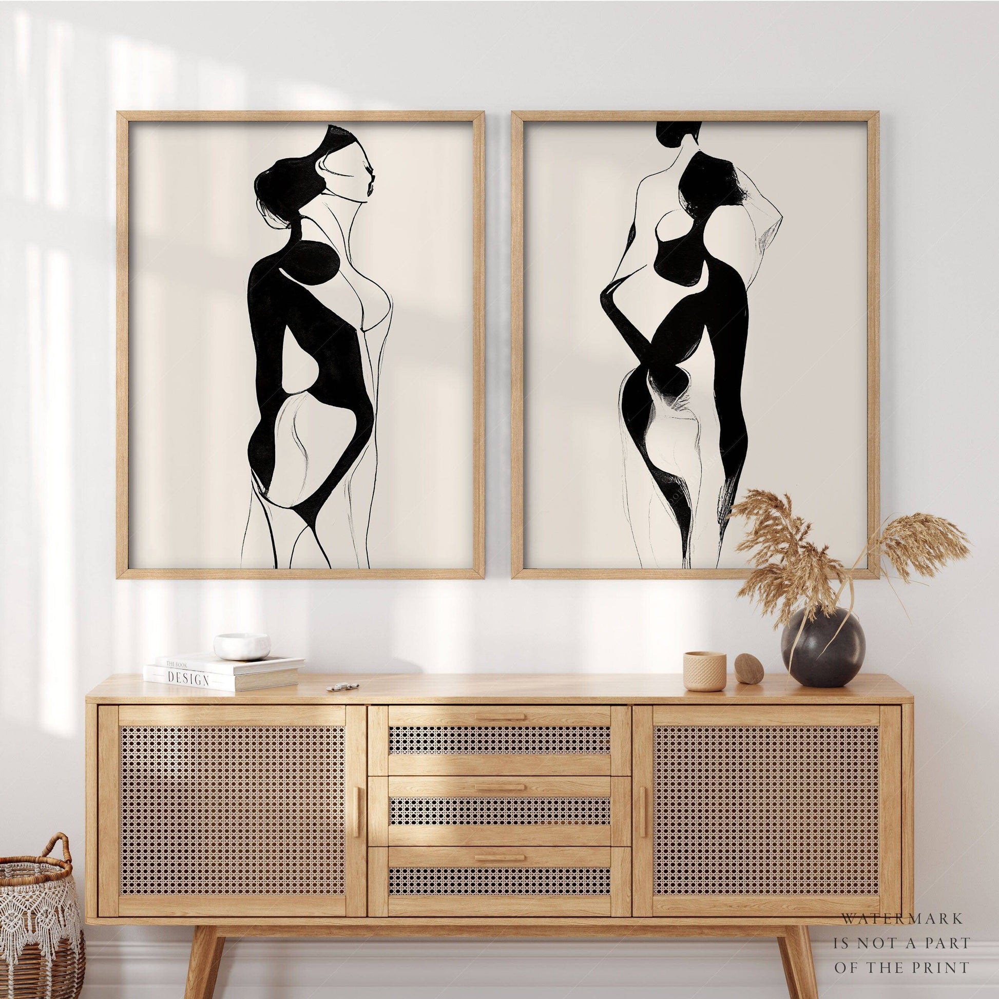 Minimalist Female Figure Line Art Print Set – Modern Black & White Wall Art