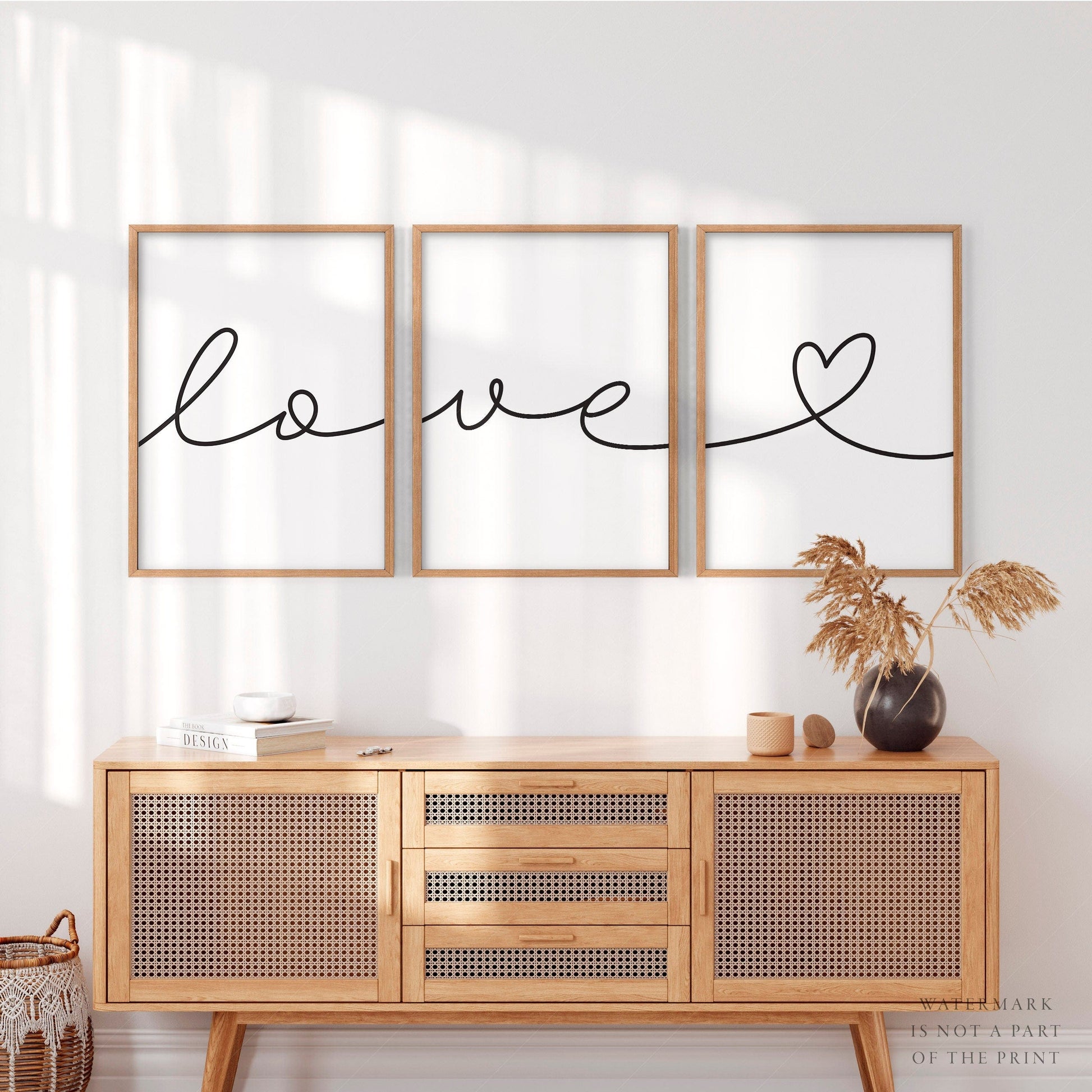 Love Script Set of 3 Prints – Minimalist Wall Art Poster Decor
