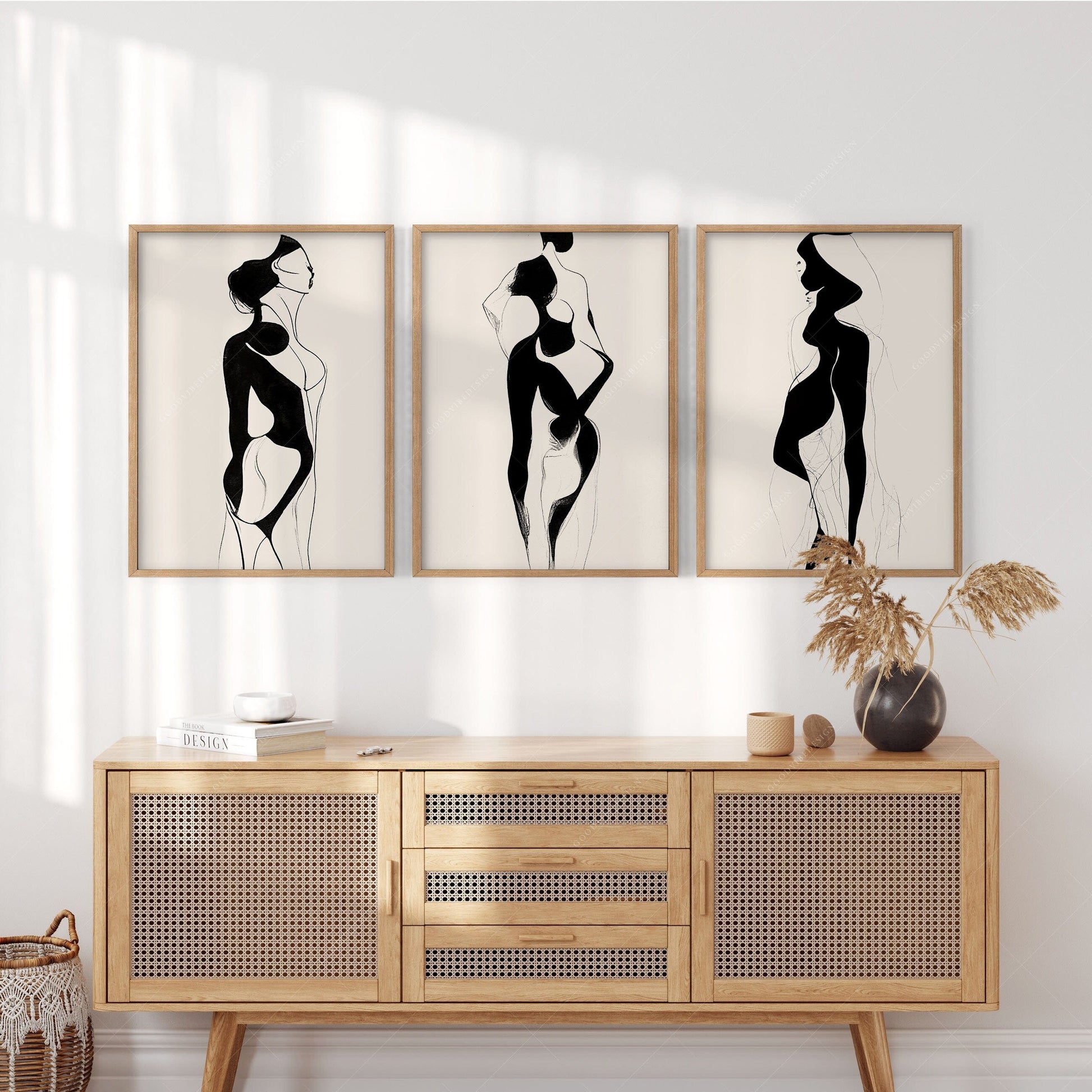Minimalist Female Figure Line Art Set of 3 Prints – Modern Wall Decor