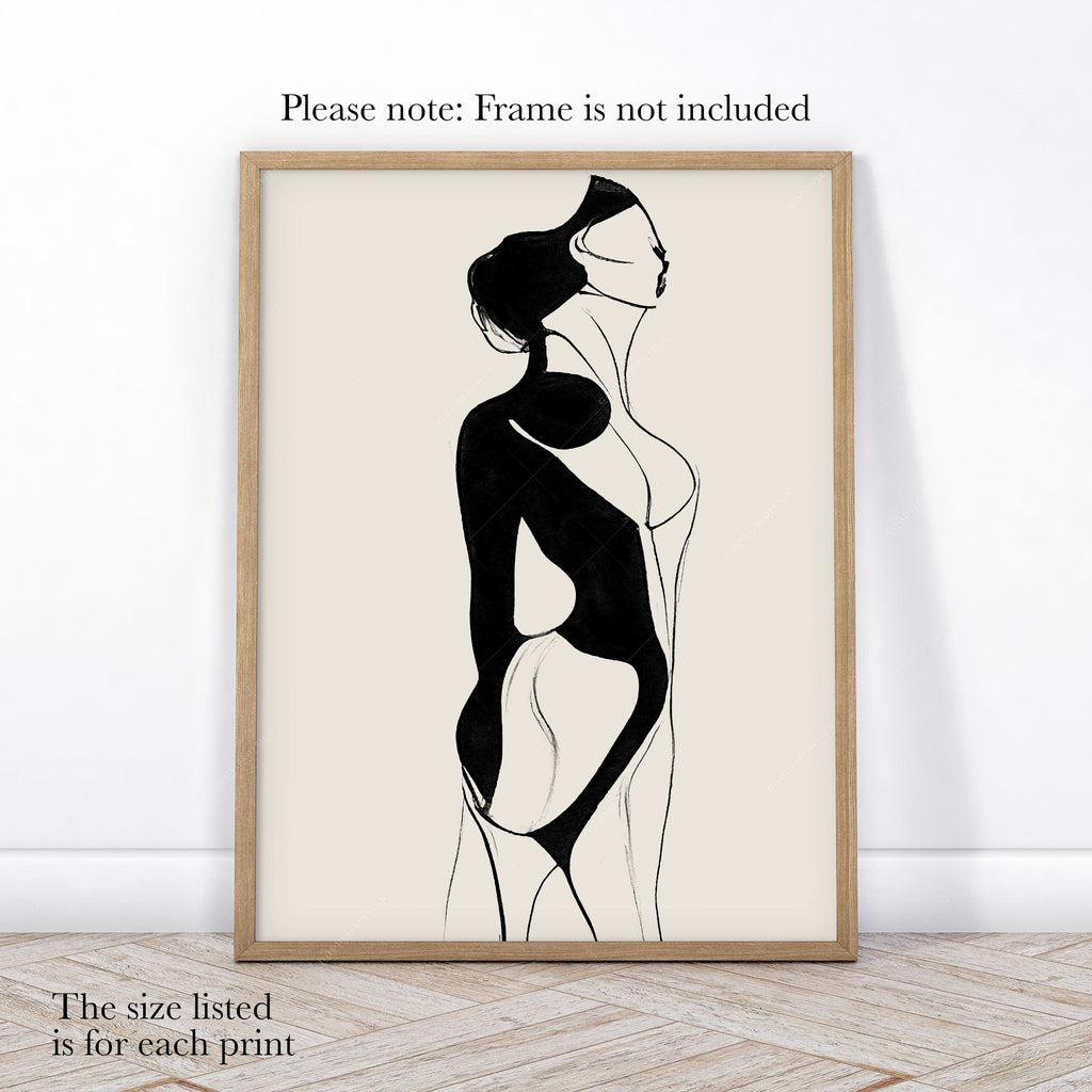 Minimalist Female Figure Line Art Set of 3 Prints – Modern Wall Decor