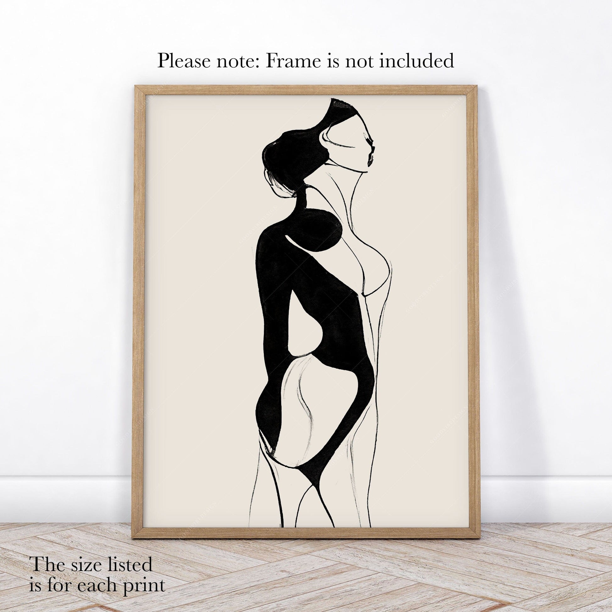 Minimalist Female Figure Line Art Set of 3 Prints – Modern Wall Decor