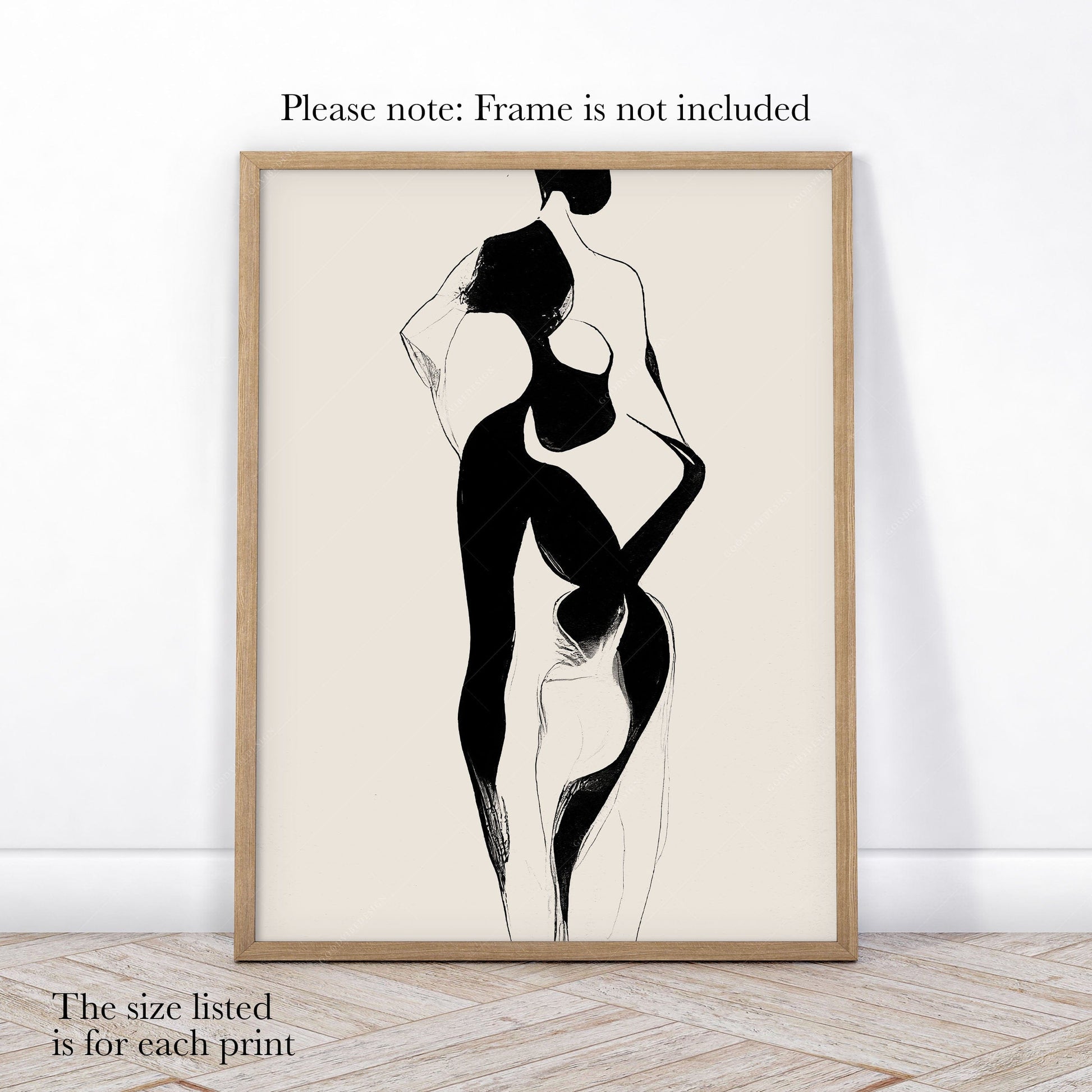 Minimalist Female Figure Line Art Set of 3 Prints – Modern Wall Decor