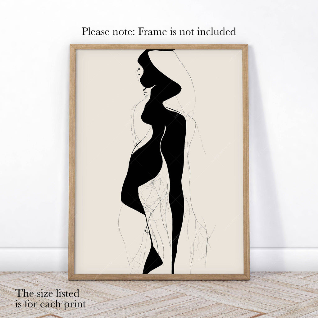Minimalist Female Figure Line Art Set of 3 Prints – Modern Wall Decor