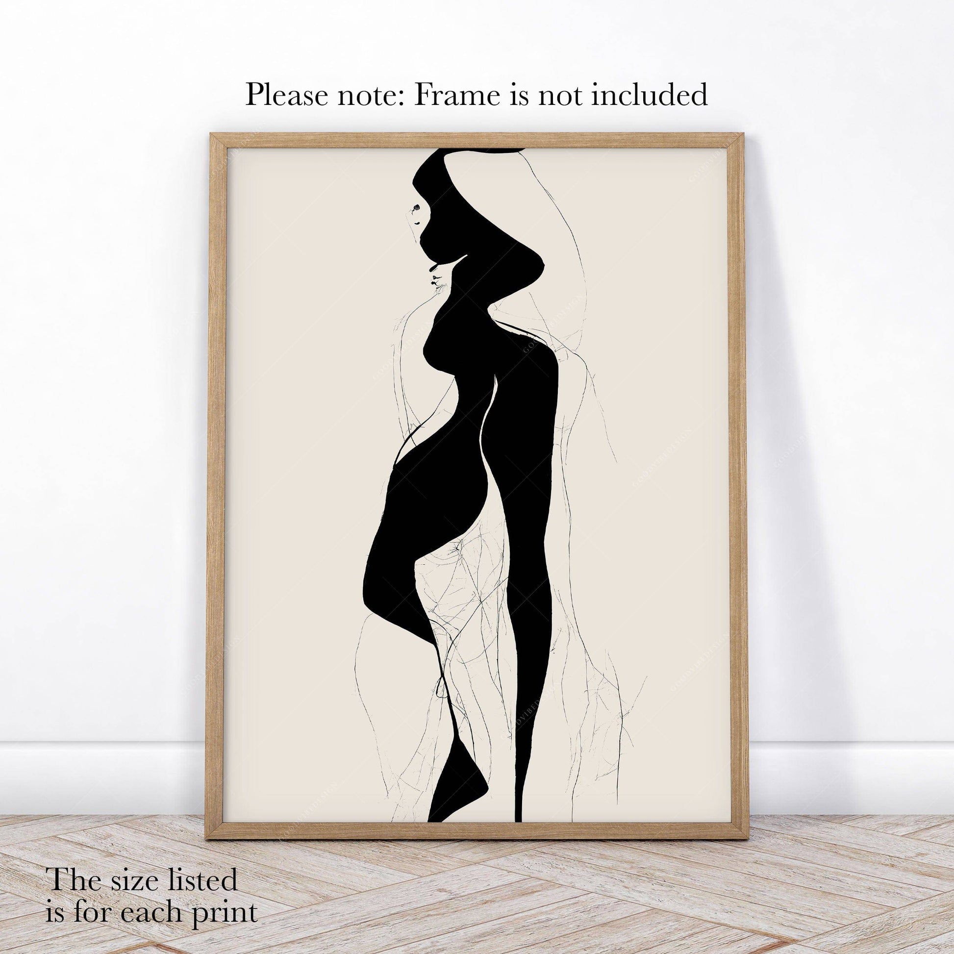 Minimalist Female Figure Line Art Set of 3 Prints – Modern Wall Decor