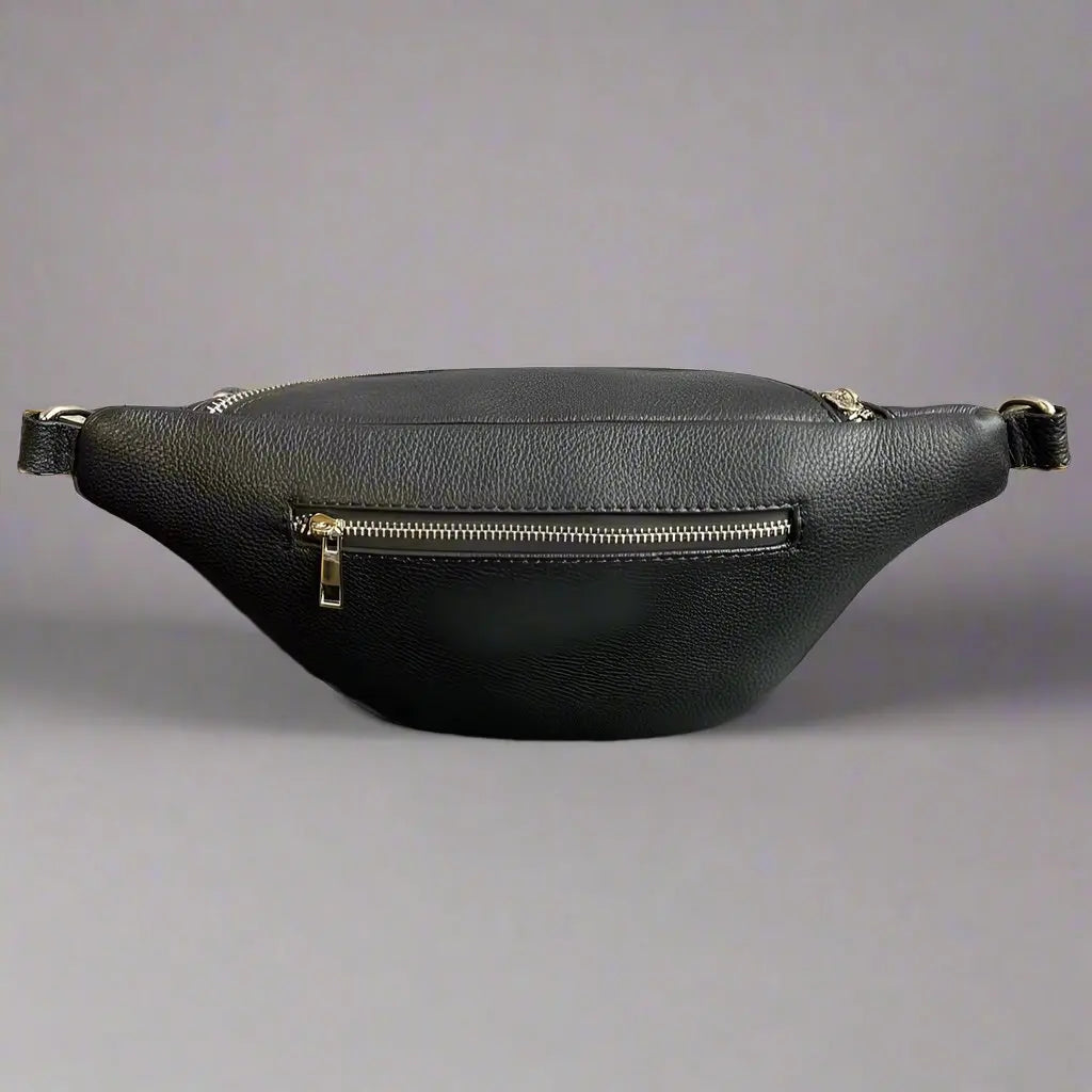 Sheep Leather Waist Bag with Patterned Strap