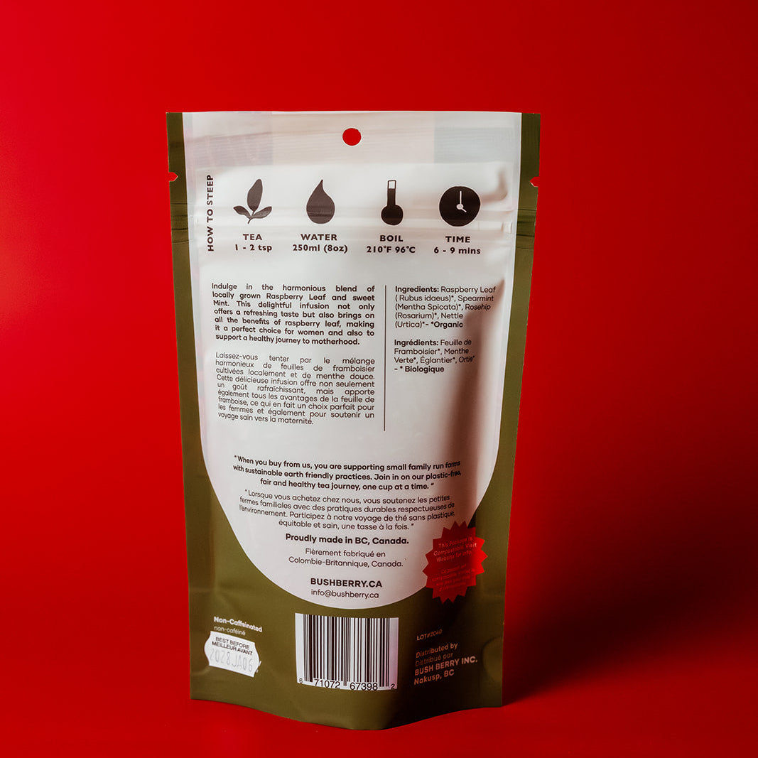 Feuilles de framboisier bio + thé à la menthe
