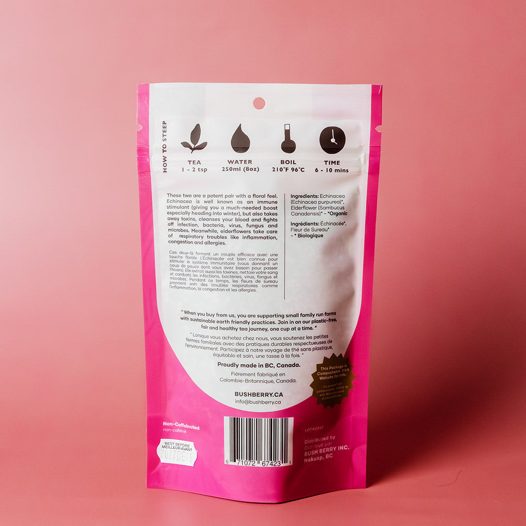 Thé bio à l'échinacée et à la fleur de sureau