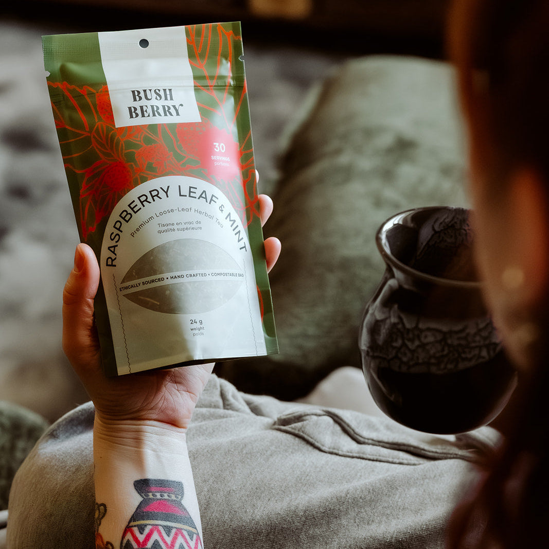 Feuilles de framboisier bio + thé à la menthe