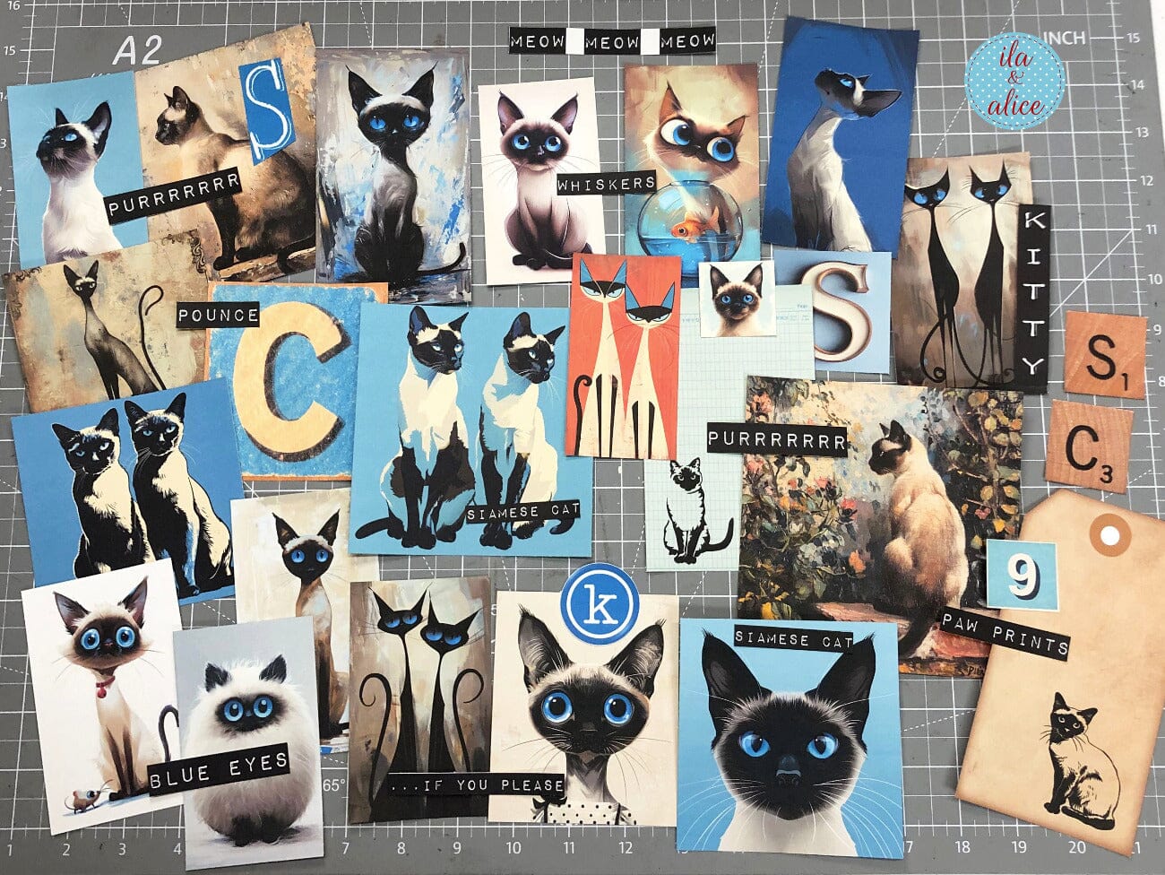 Digital Siamese Cat Junk Journal Ephemera