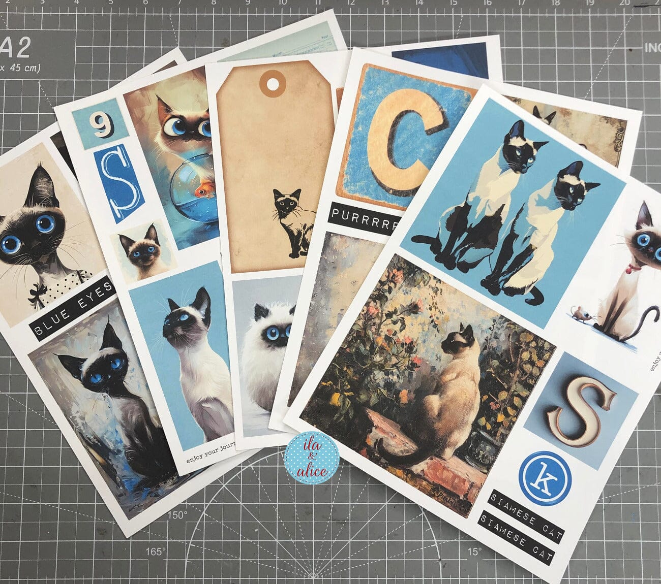Digital Siamese Cat Junk Journal Ephemera