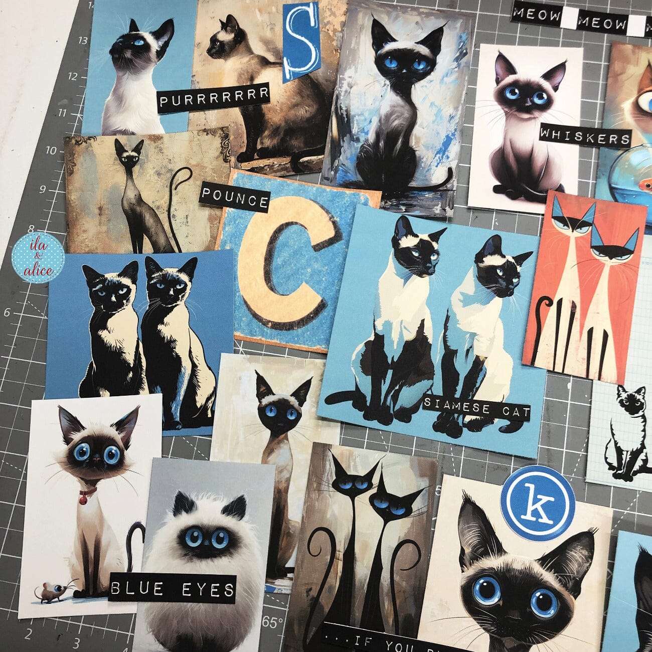 Digital Siamese Cat Junk Journal Ephemera