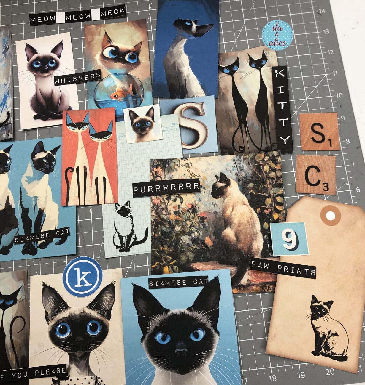 Digital Siamese Cat Junk Journal Ephemera