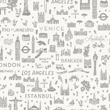 Bon Voyage; Silhouette - Grey, 1/4 yard