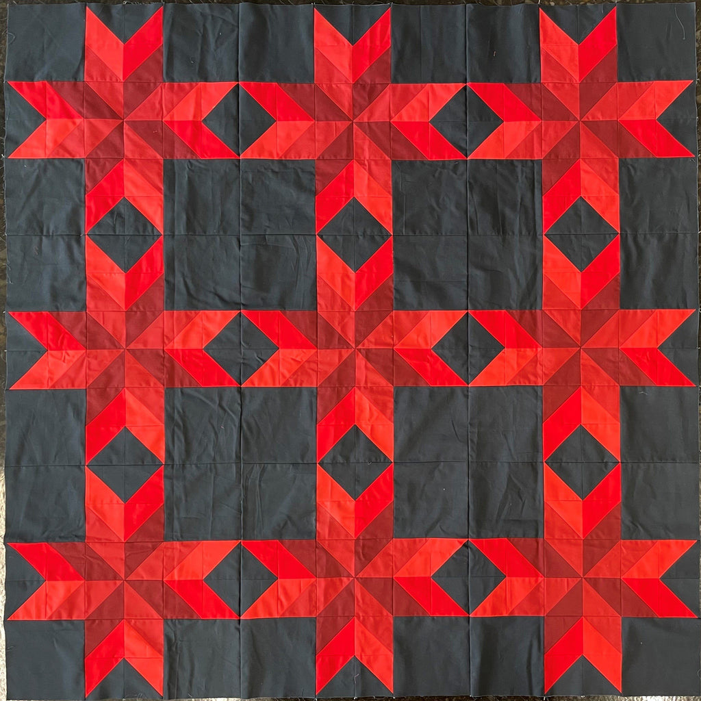Silk Stars Quilt kit - Kona Reds version