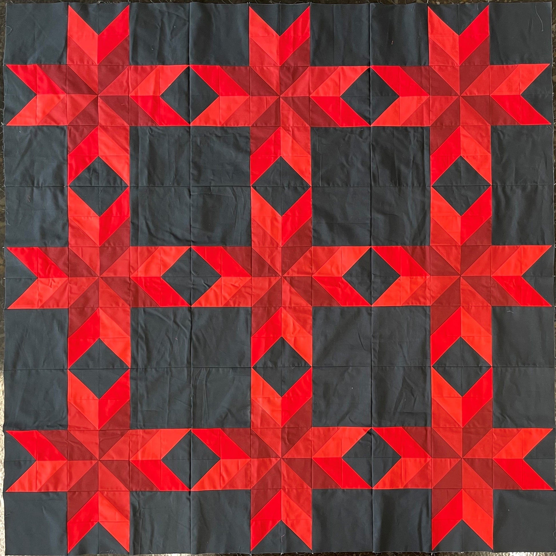 Silk Stars Quilt kit - Kona Reds version