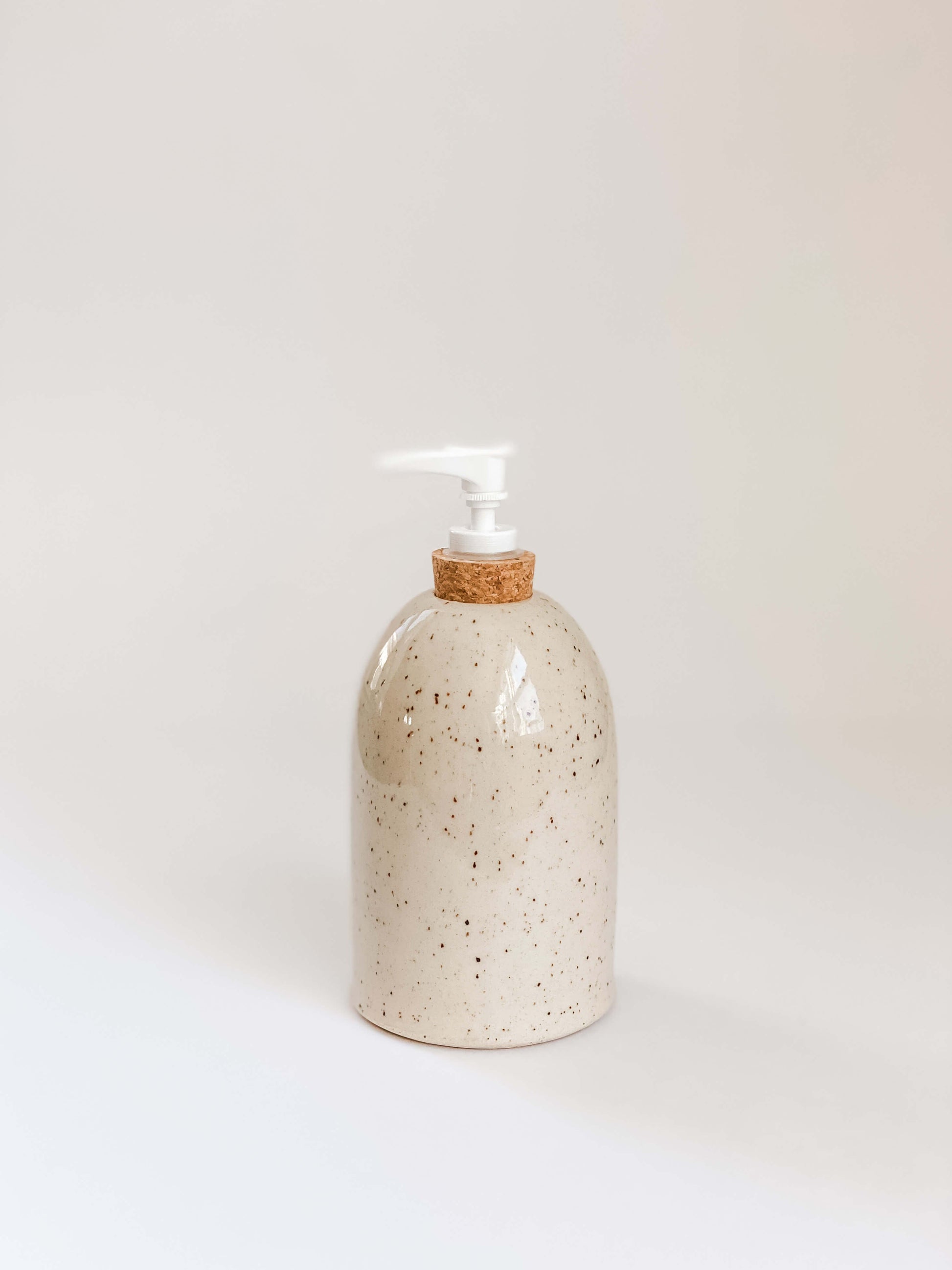 Cream Speckled Stoneware Pottery Soap Pumps