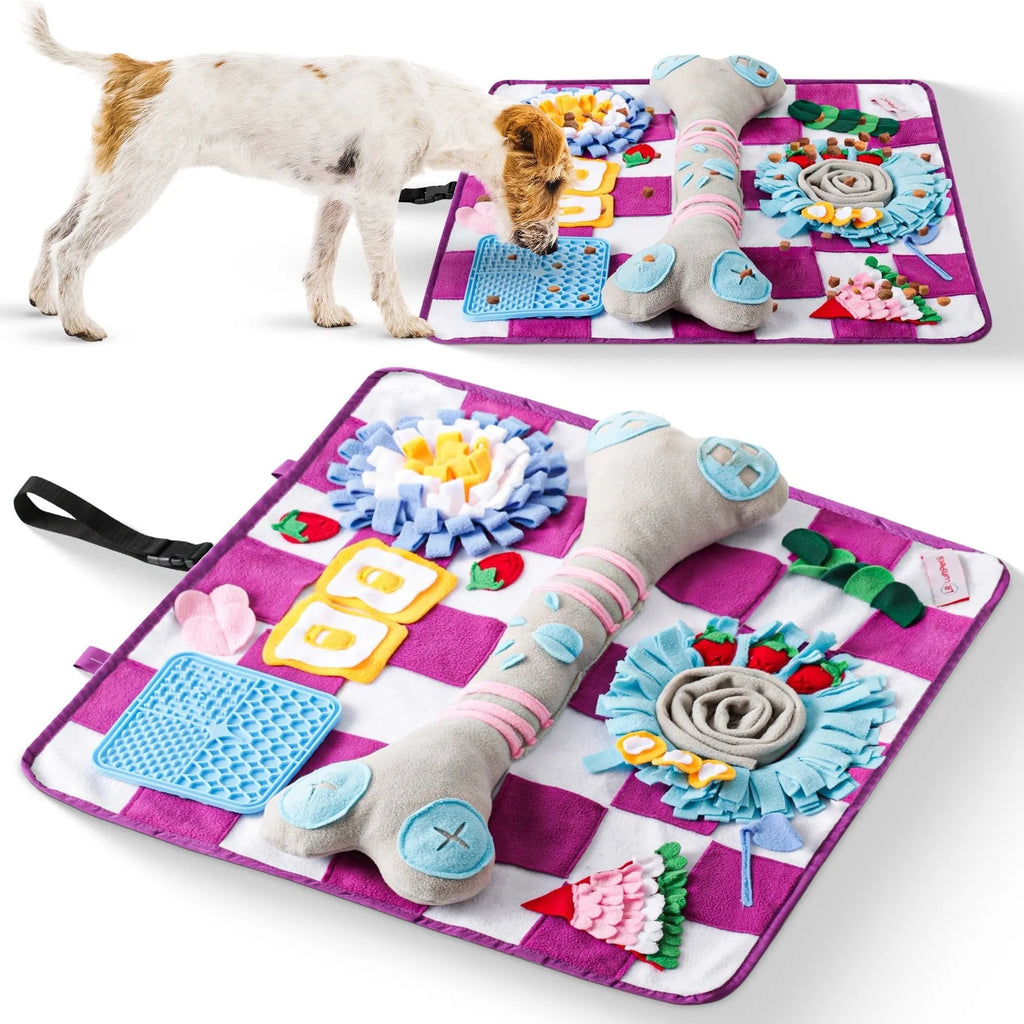Squeaky Bone Snuffle Mat for Dogs – Interactive Foraging Fun, 24"- RETAIL LUFTPETS