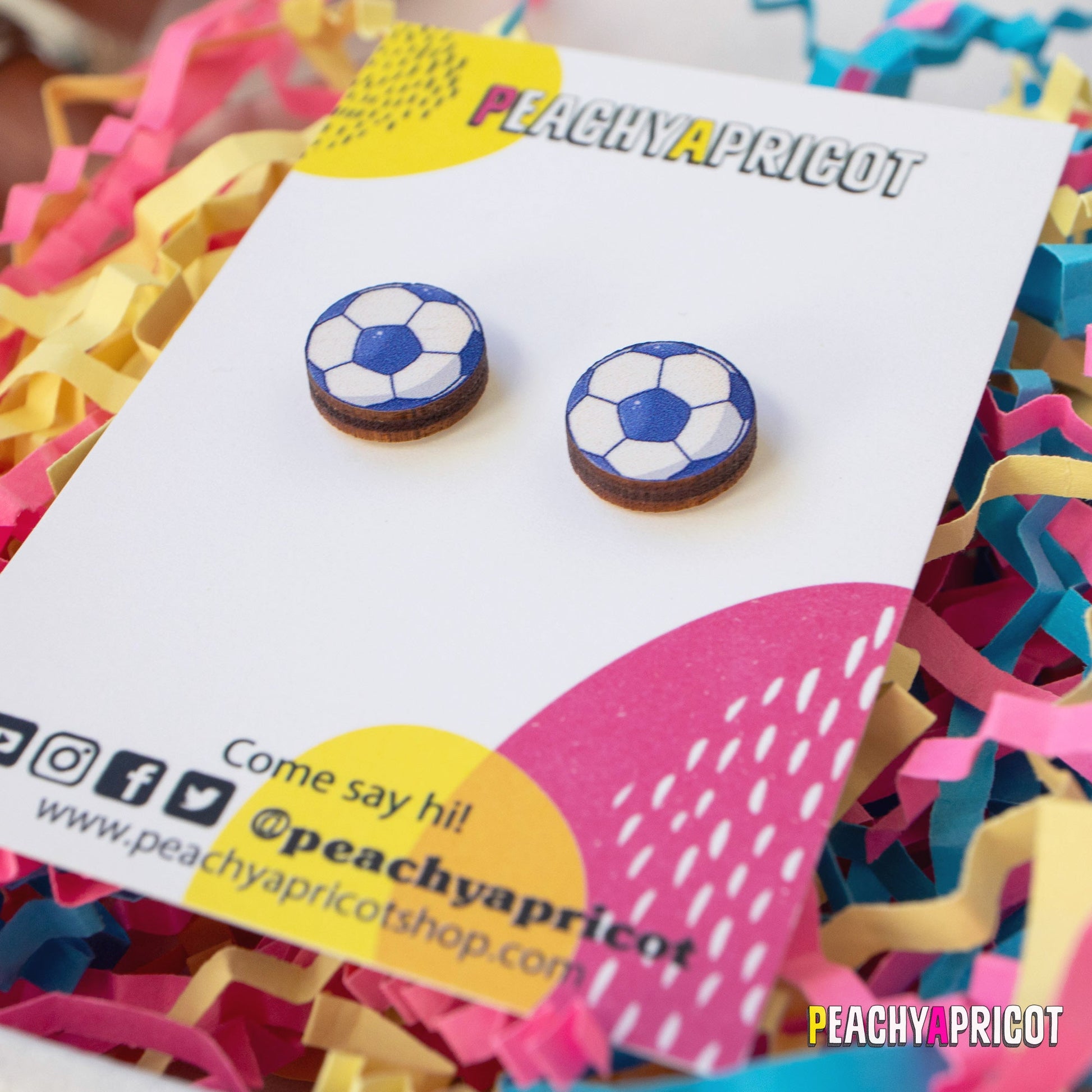 Boucles d'oreilles ballon de football - Bleu sarcelle