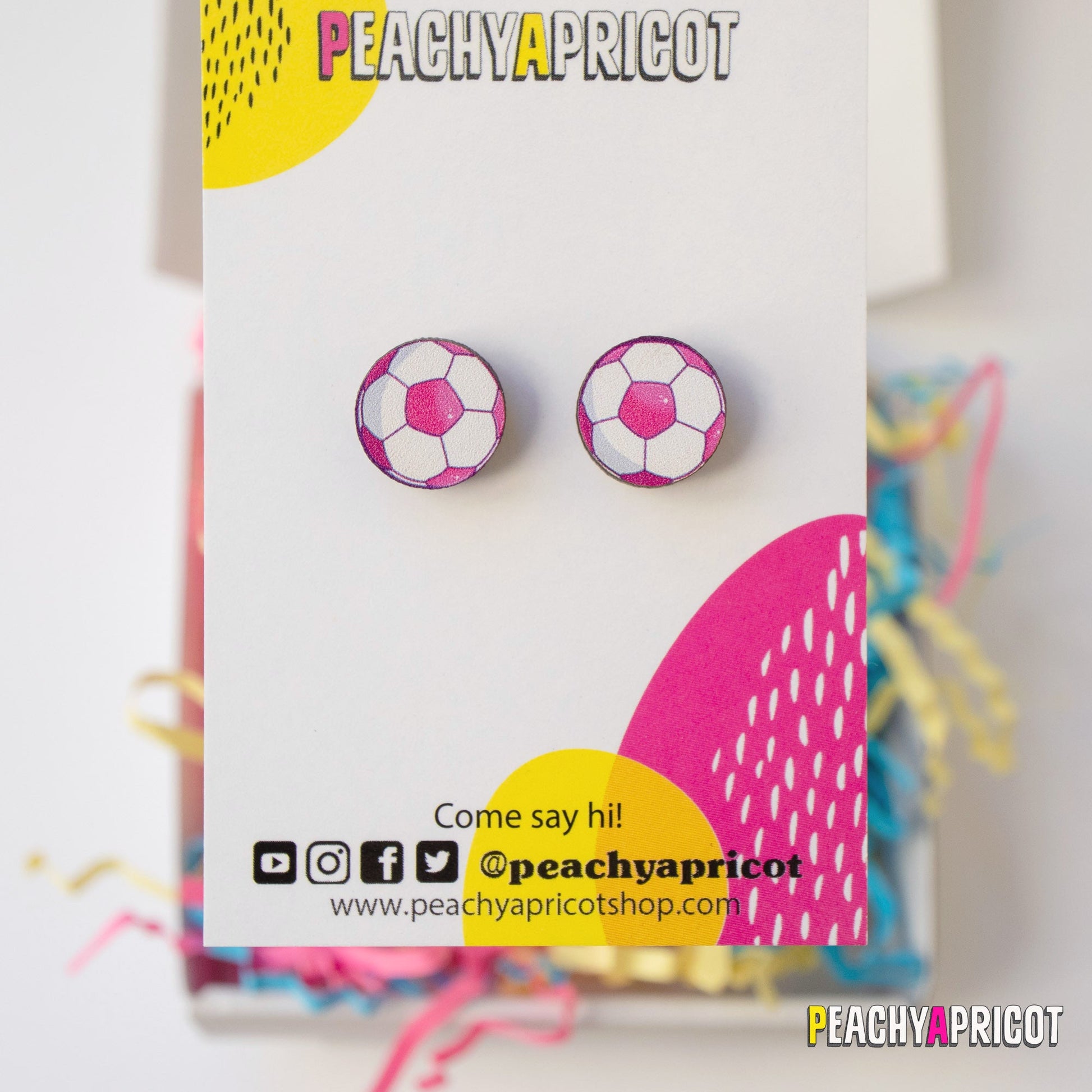 Boucles d'oreilles ballon de football - Bleu sarcelle