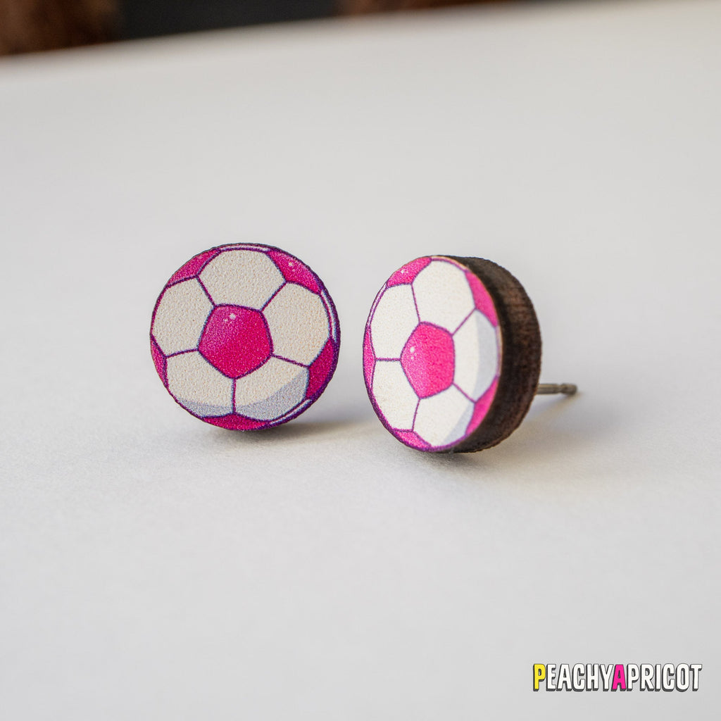 Boucles d'oreilles ballon de football - Bleu sarcelle