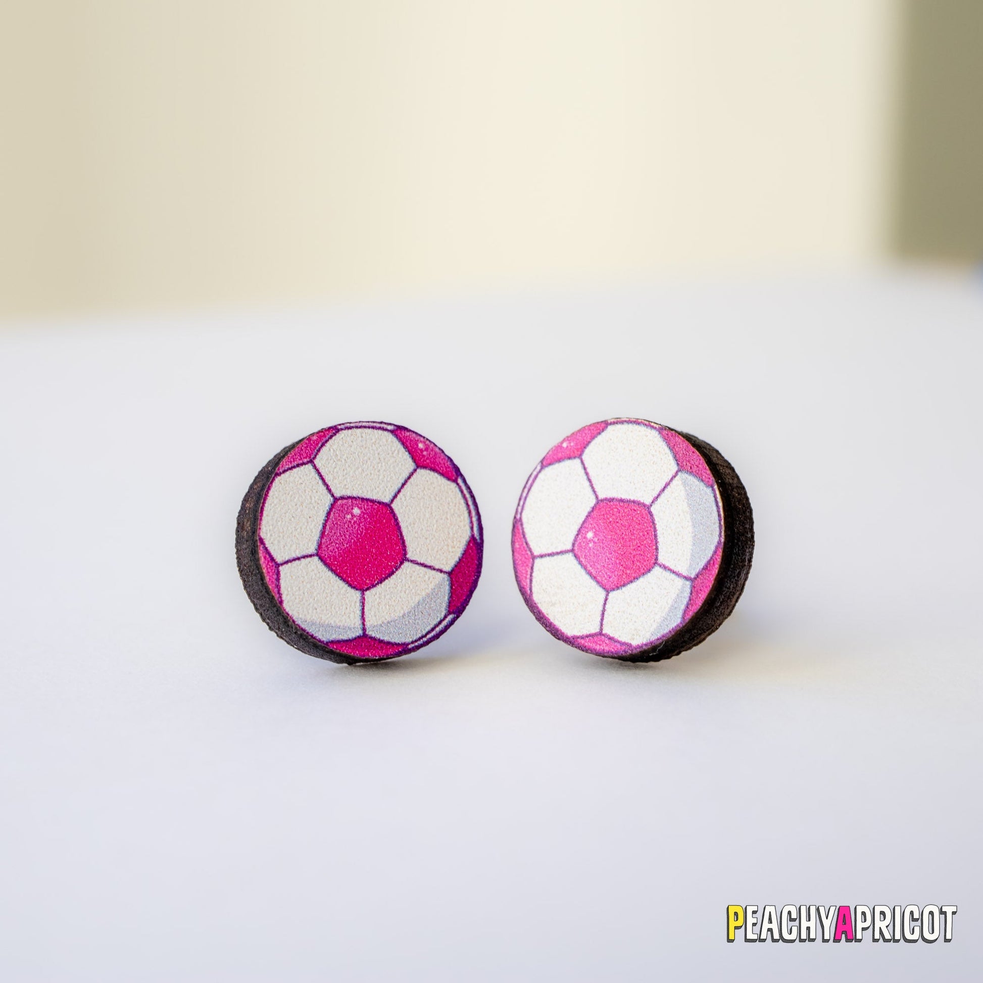 Boucles d'oreilles ballon de football - Bleu sarcelle
