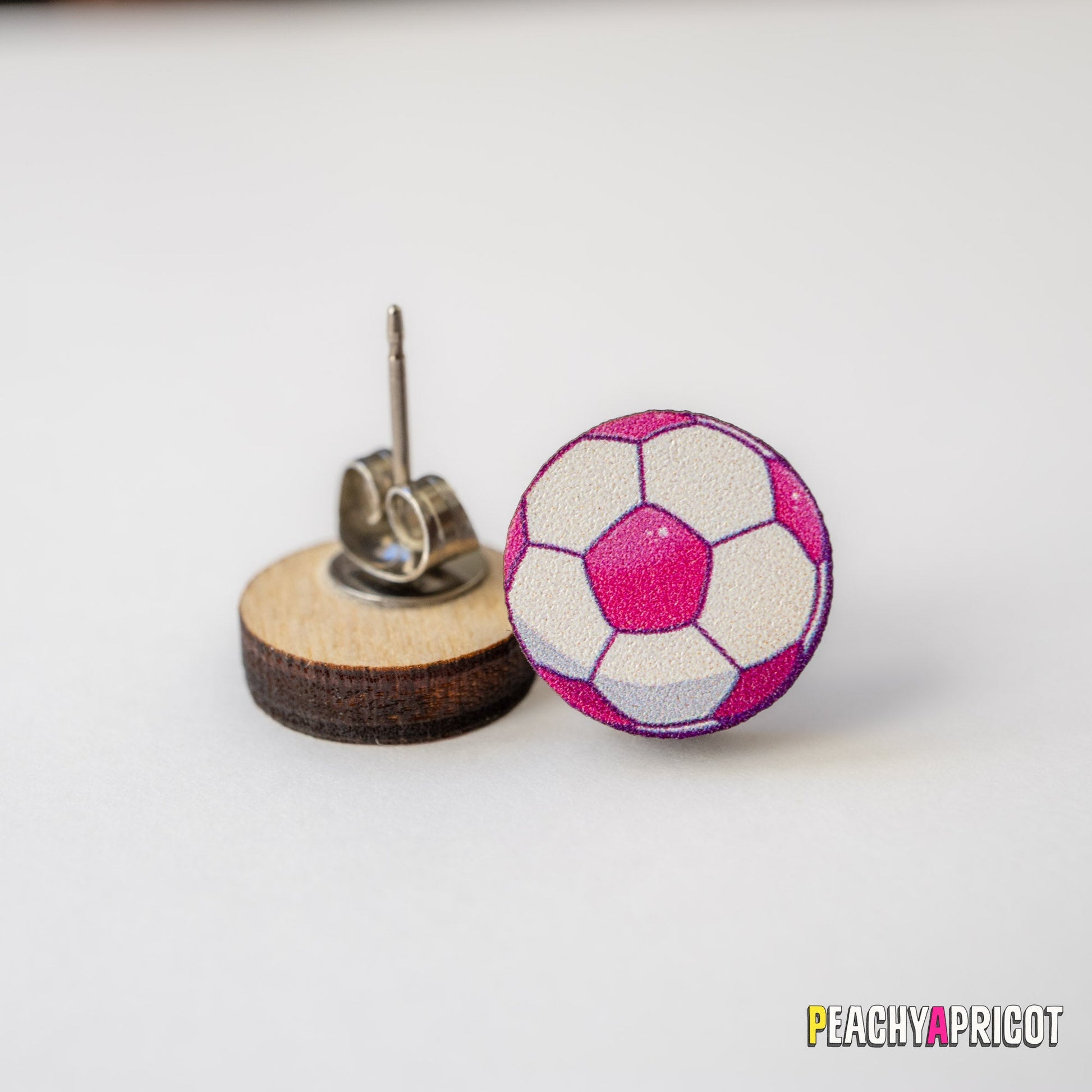 Boucles d'oreilles ballon de football - Bleu sarcelle