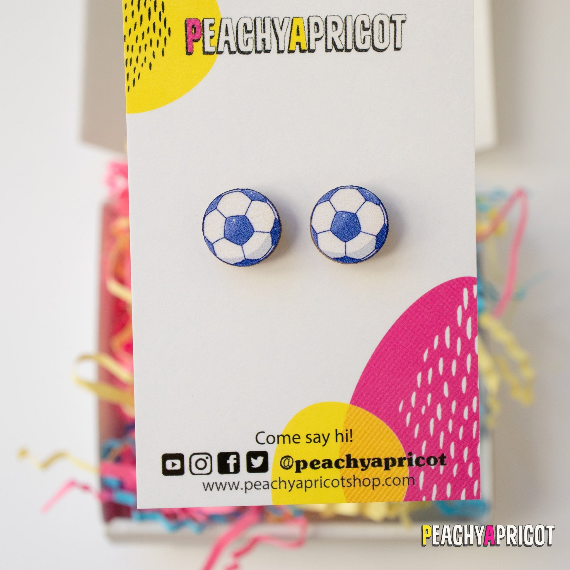 Boucles d'oreilles ballon de football - Bleu sarcelle