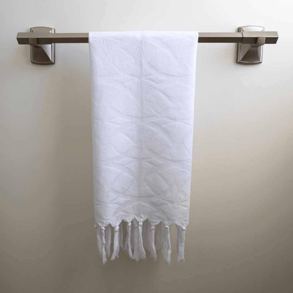 Spa Quality Turkish Hand Towel in White with a Surface Pattern Texture