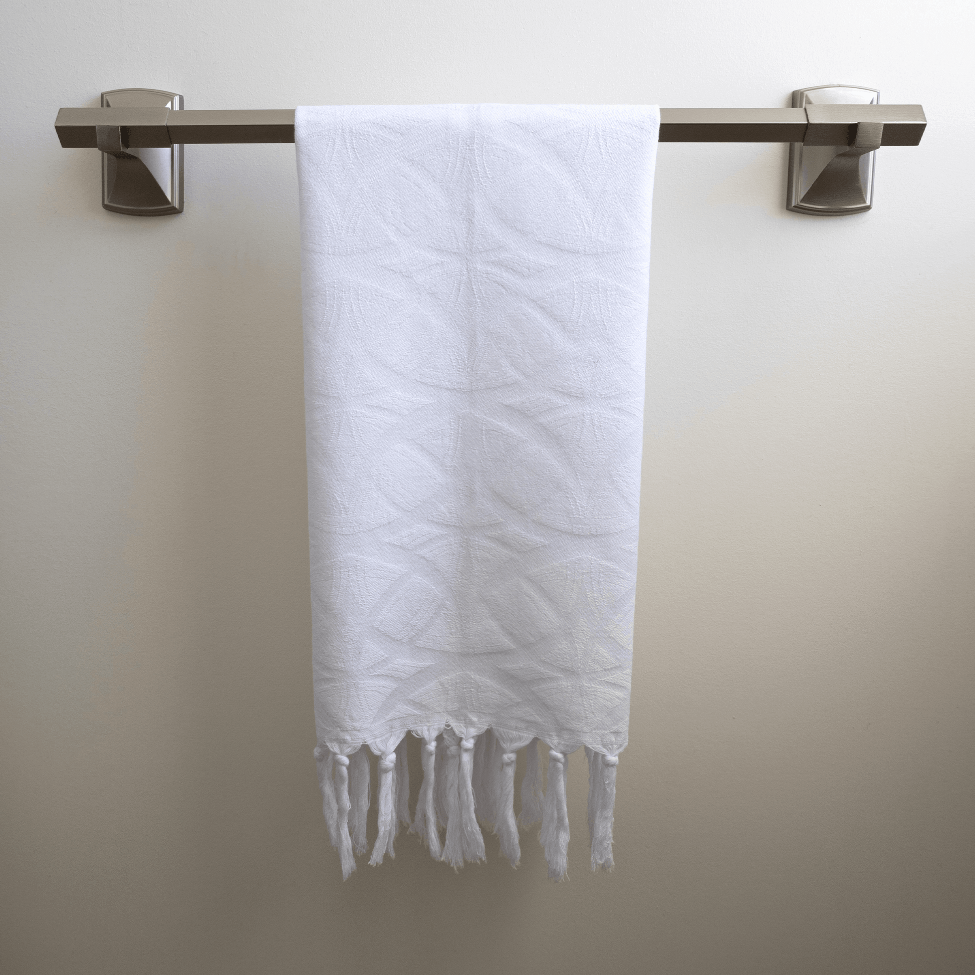 Spa Quality Turkish Hand Towel in White with a Surface Pattern Texture
