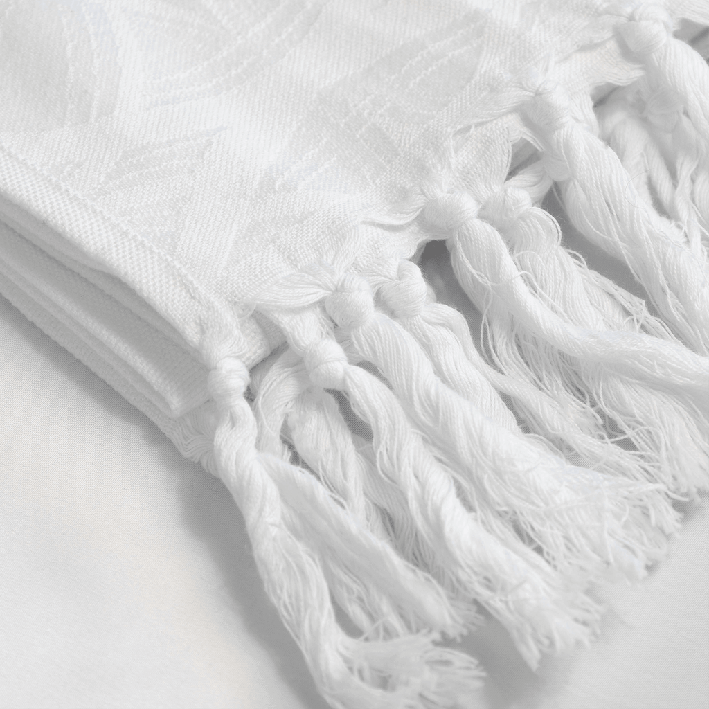 Spa Quality Turkish Hand Towel in White with a Surface Pattern Texture