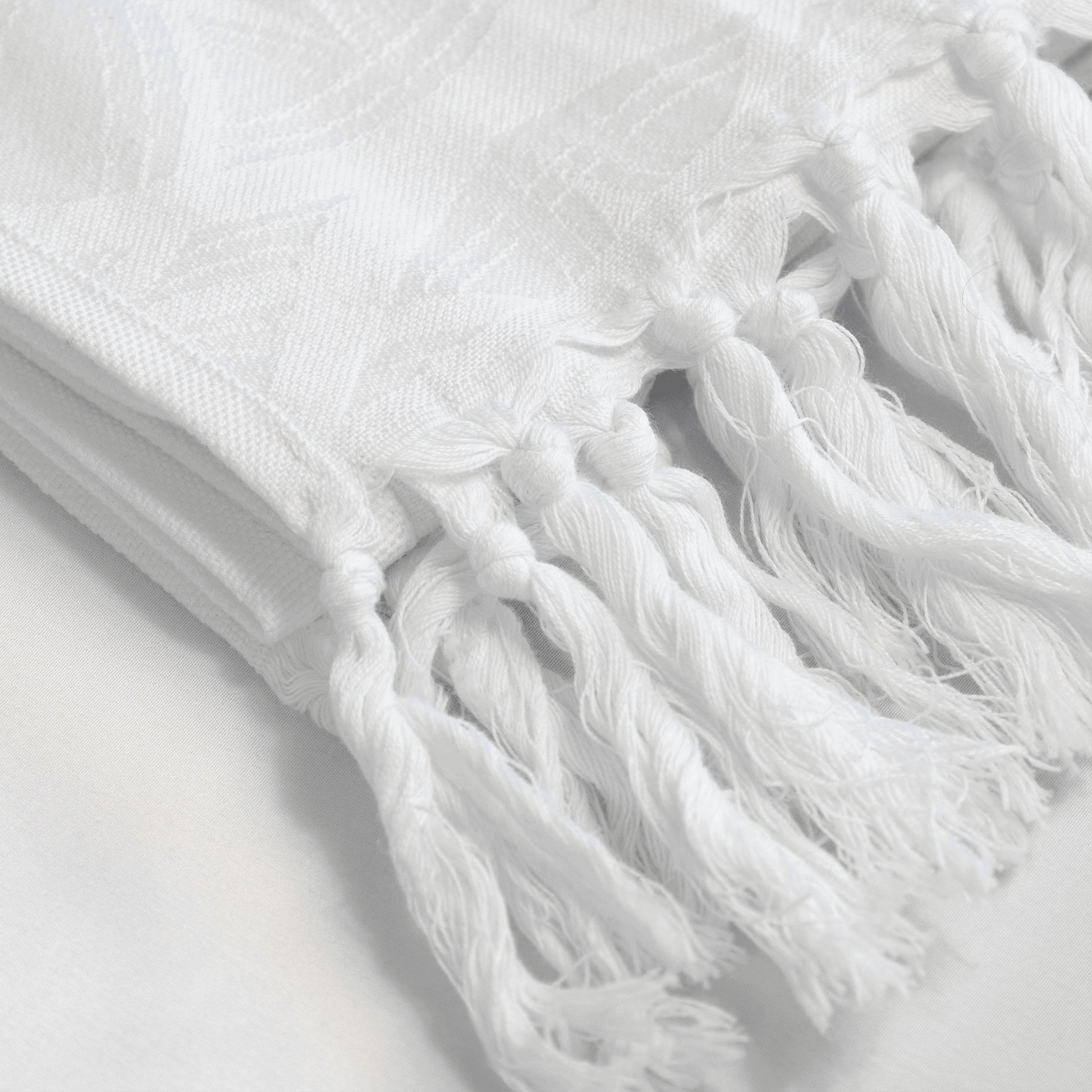 Spa Quality Turkish Hand Towel in White with a Surface Pattern Texture