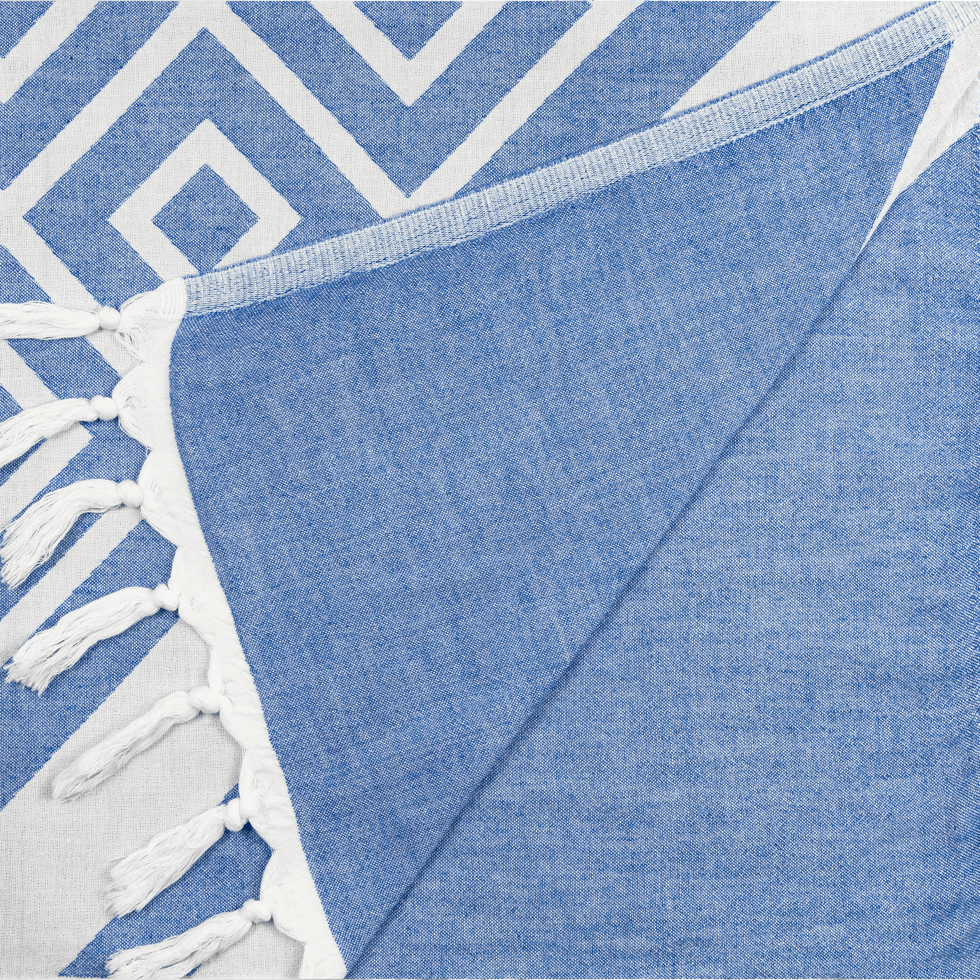 Everyday Luxury Turkish Body Towel in Blue & White Geometric Diamonds