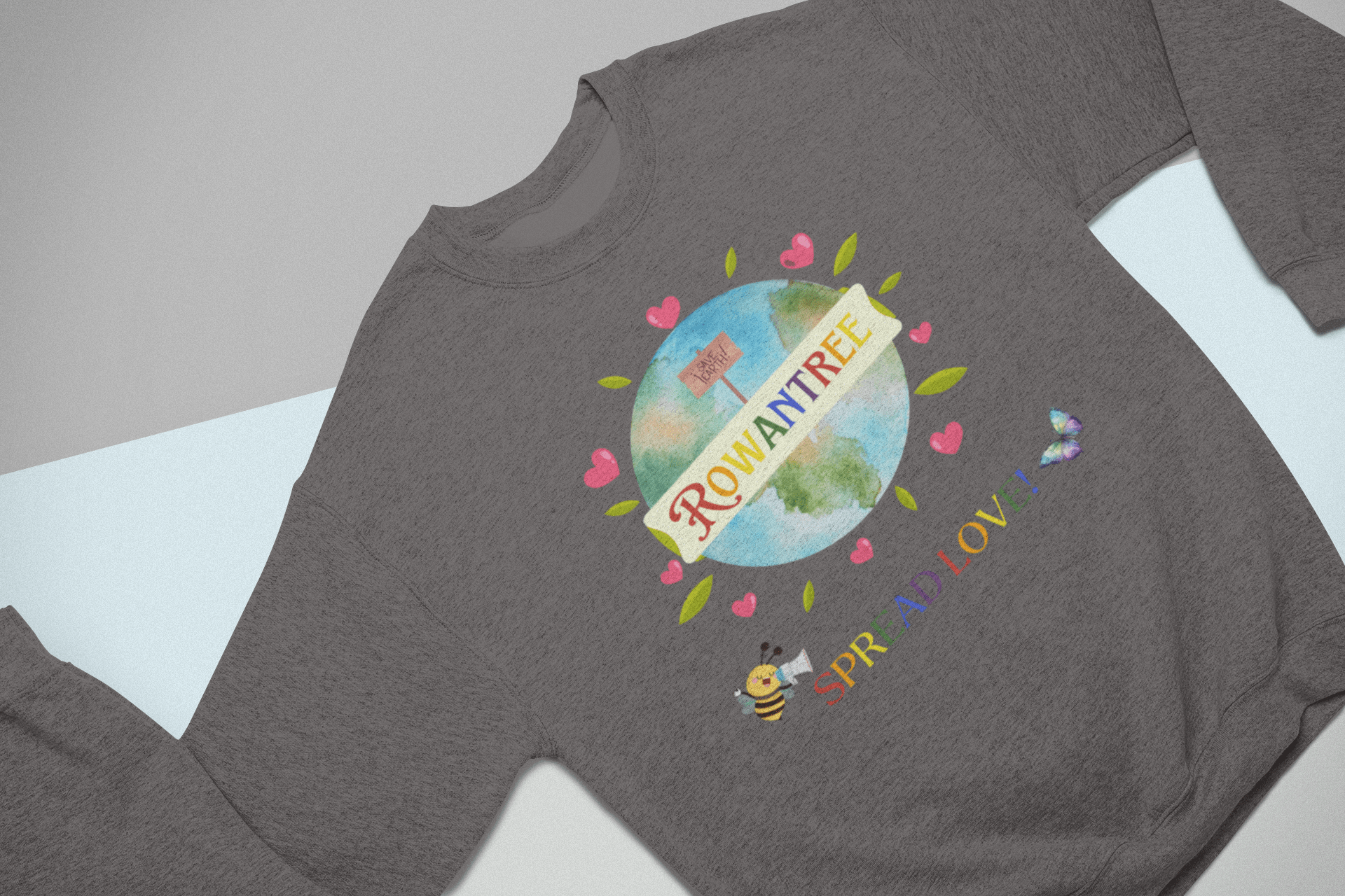 Spread Love Unisex Crewneck Sweatshirt – Ocean Cleanup Impact, Printed to Order in Canada