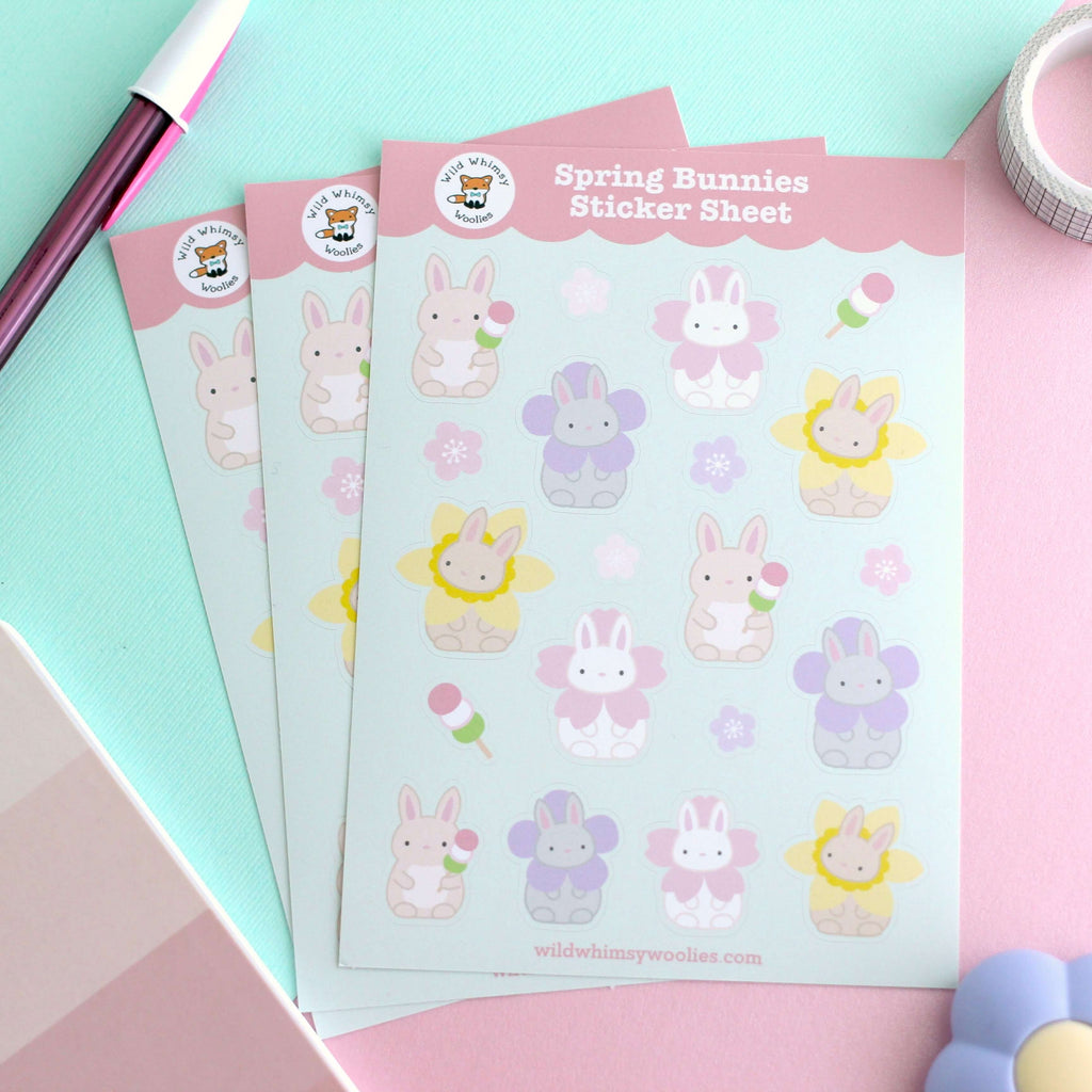 Spring Bunnies Vinyl Sticker Sheet