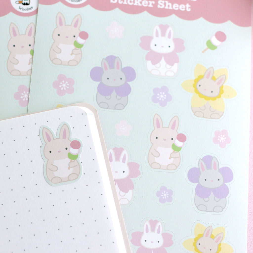 Spring Bunnies Vinyl Sticker Sheet