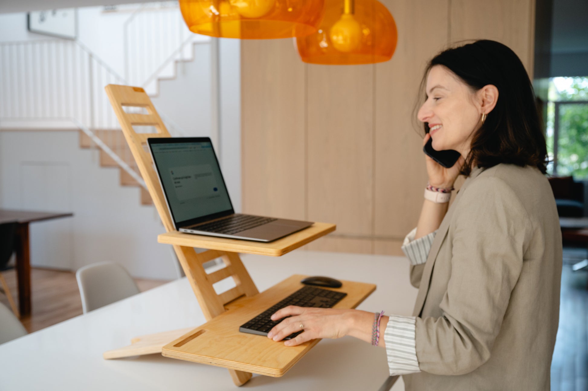 Wooden Sit-Stand Workstation