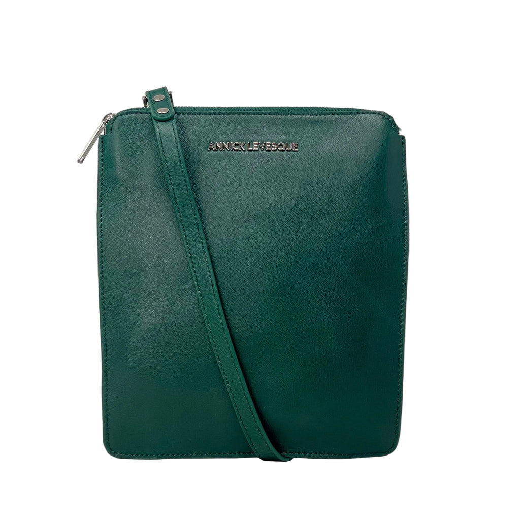 Small Dark Green Leather Shoulder Bag - Stella