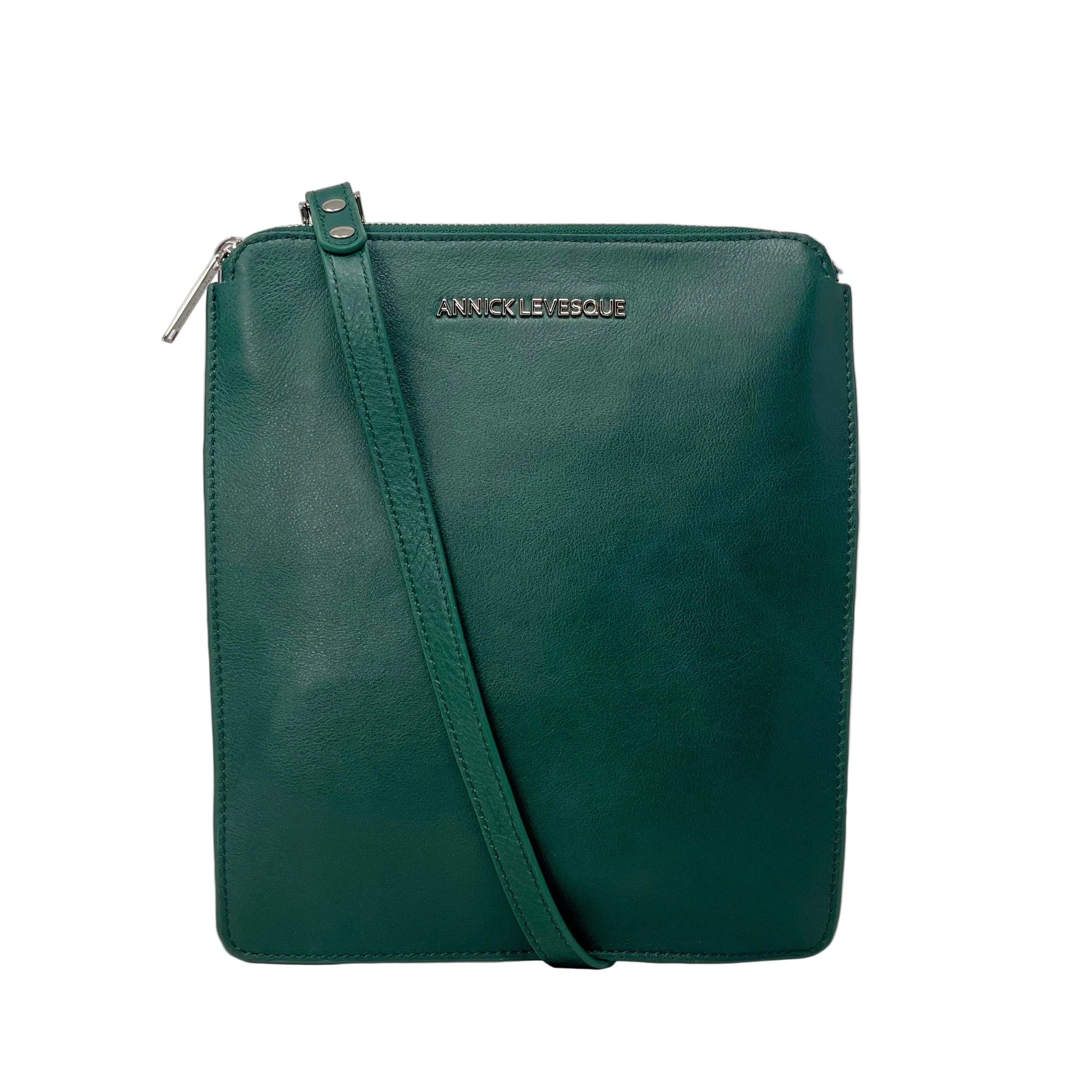 Small Dark Green Leather Shoulder Bag - Stella