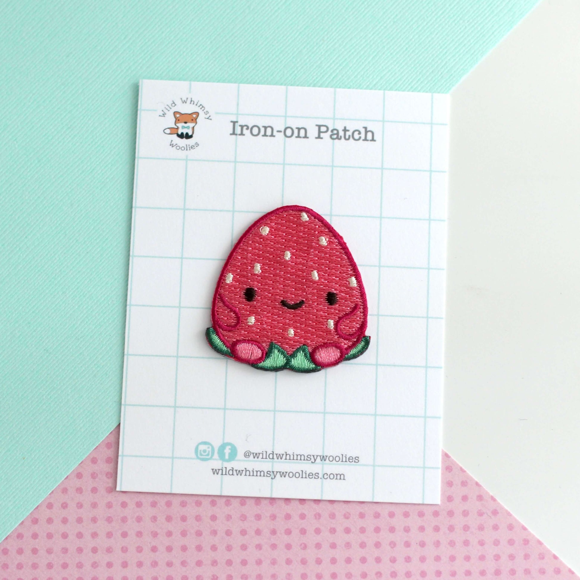 Happy Strawberry Embroidered Iron-On Patch