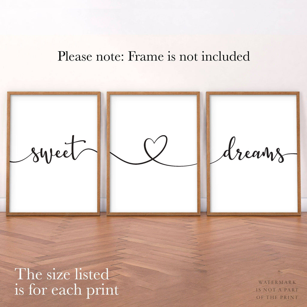 Sweet Dreams Set of 3 Prints – Minimalist Bedroom Wall Art Poster