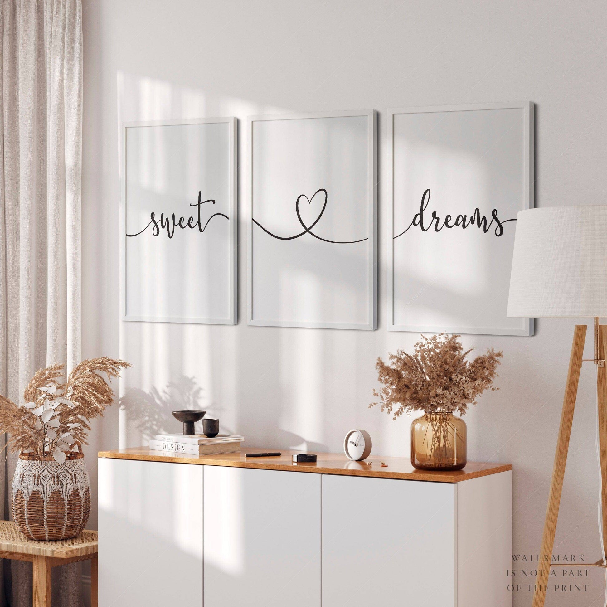 Sweet Dreams Set of 3 Prints – Minimalist Bedroom Wall Art Poster