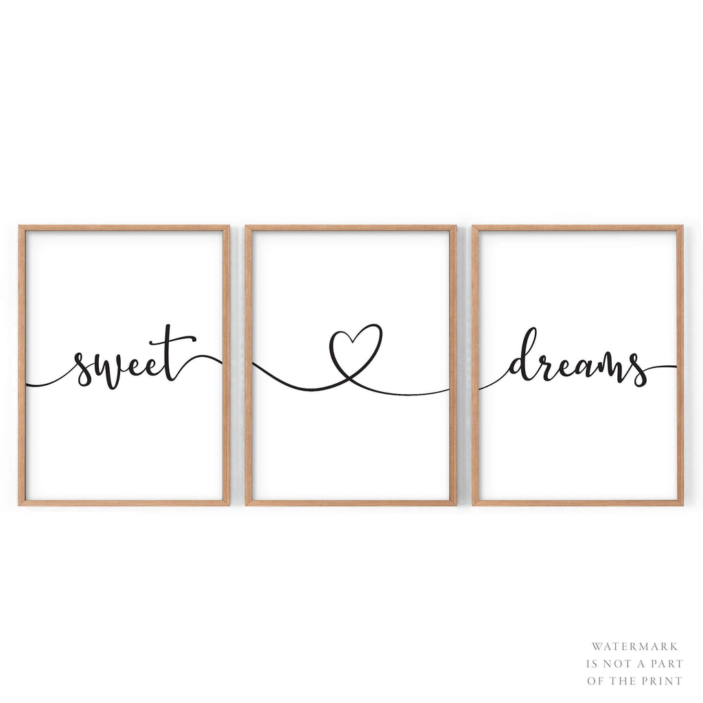 Sweet Dreams Set of 3 Prints – Minimalist Bedroom Wall Art Poster