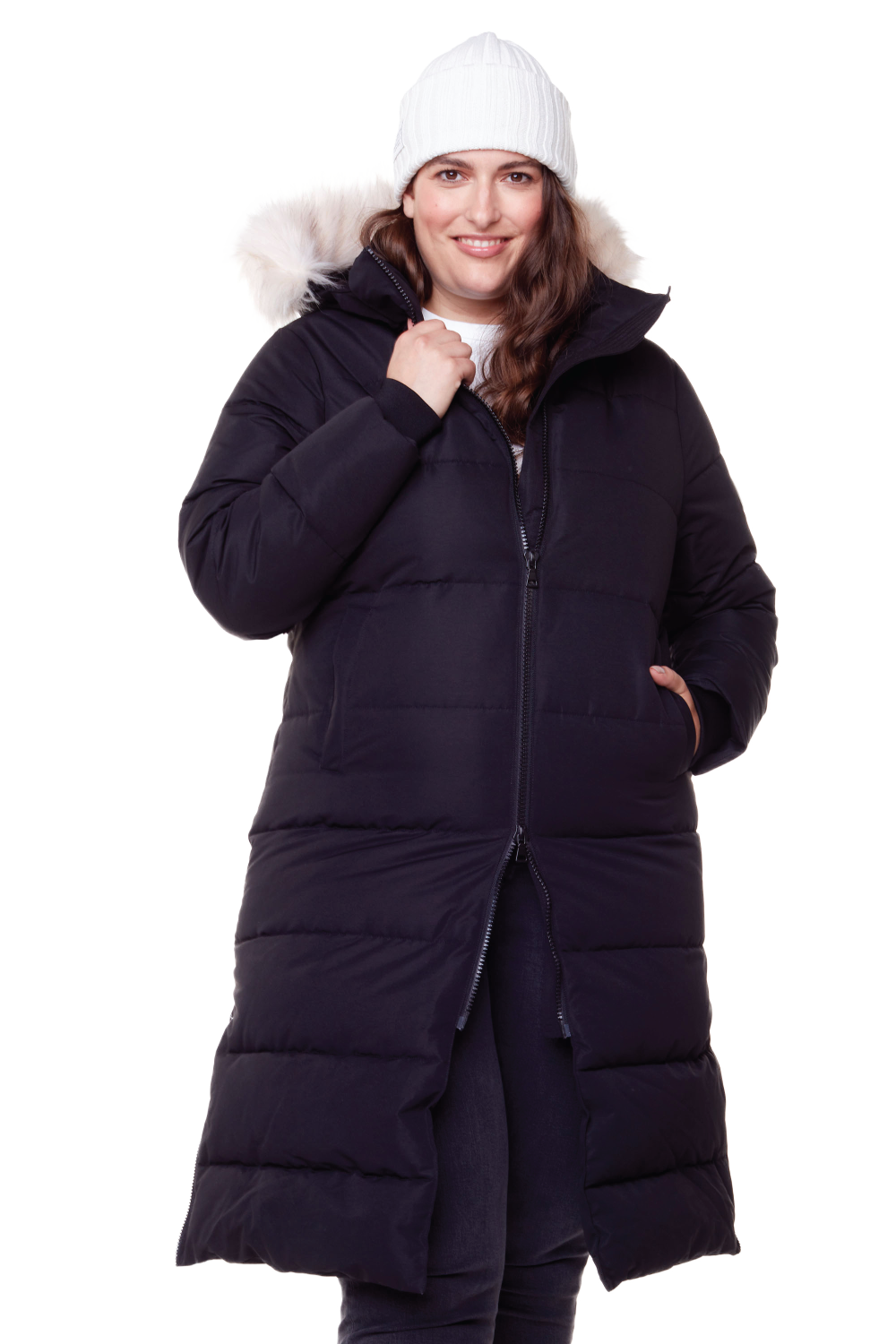 KLUANE PLUS | WOMEN'S VEGAN DOWN (RECYCLED) ULTRA LONG LENGTH PARKA, BLACK (PLUS SIZE)
