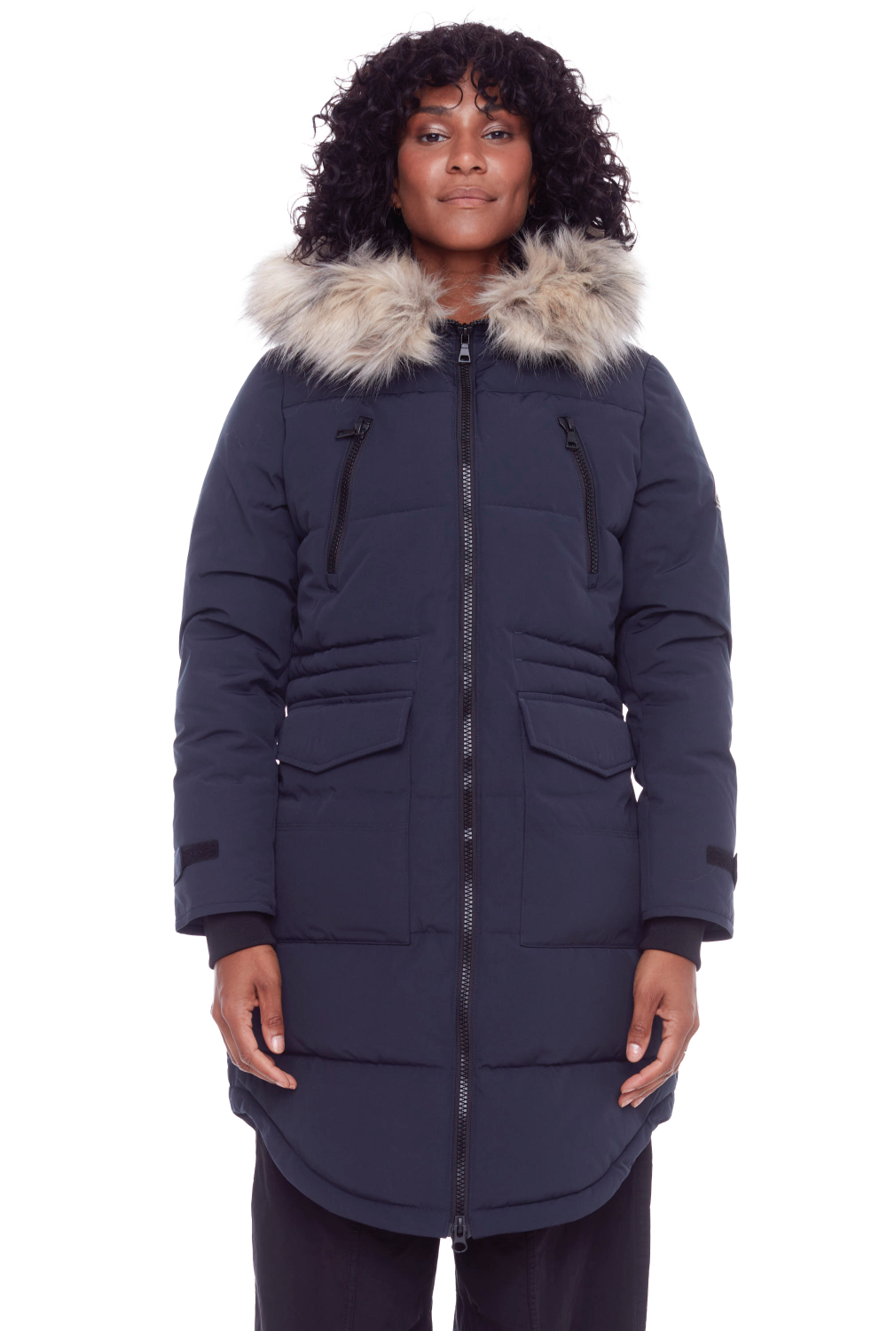 UKON | WOMEN'S VEGAN DOWN (RECYCLED) DRAWSTRING PARKA, NAVY