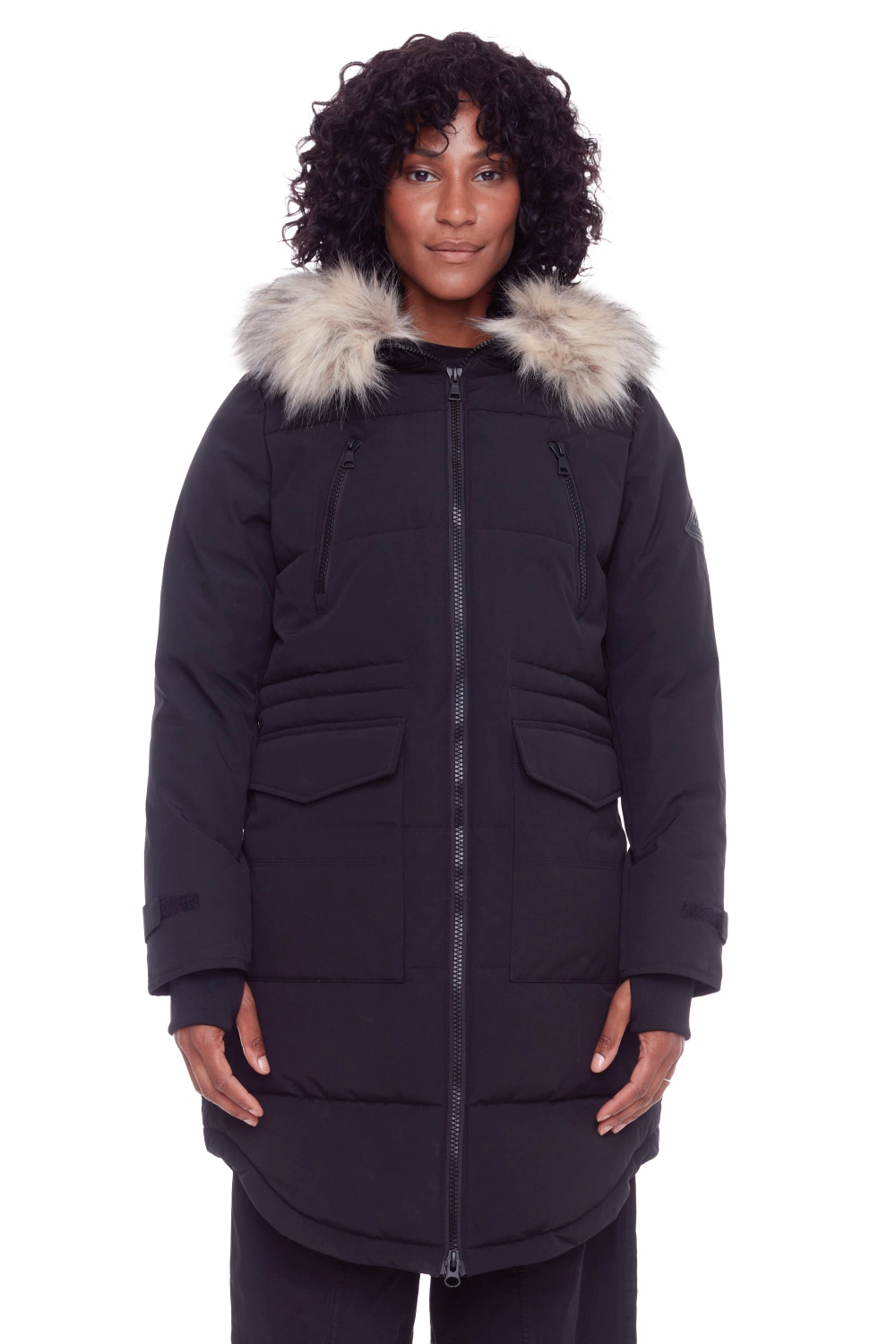 UKON | PARKA FEMME EN DUVET VÉGAN (RECYCLÉE) AVEC CORDON DE SERRAGE, NOIR