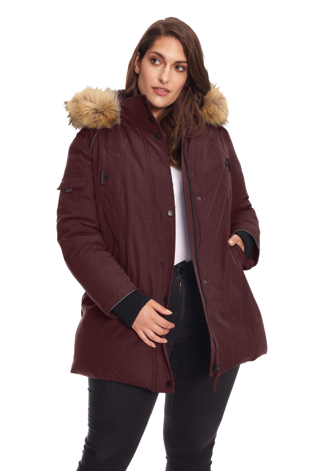 GLACIER PLUS | PARKA FEMME EN DUVET VÉGAN (RECYCLÉE), RAISIN (TAILLE GRANDE)