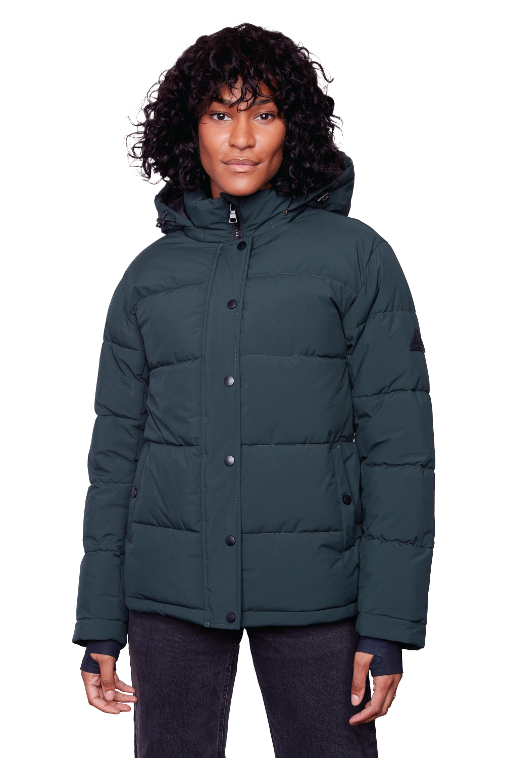 FORILLON | DOUDOIRE COURTE POUR FEMME EN DUVET VÉGÉTALIEN (RECYCLÉE), VERT FONCÉ