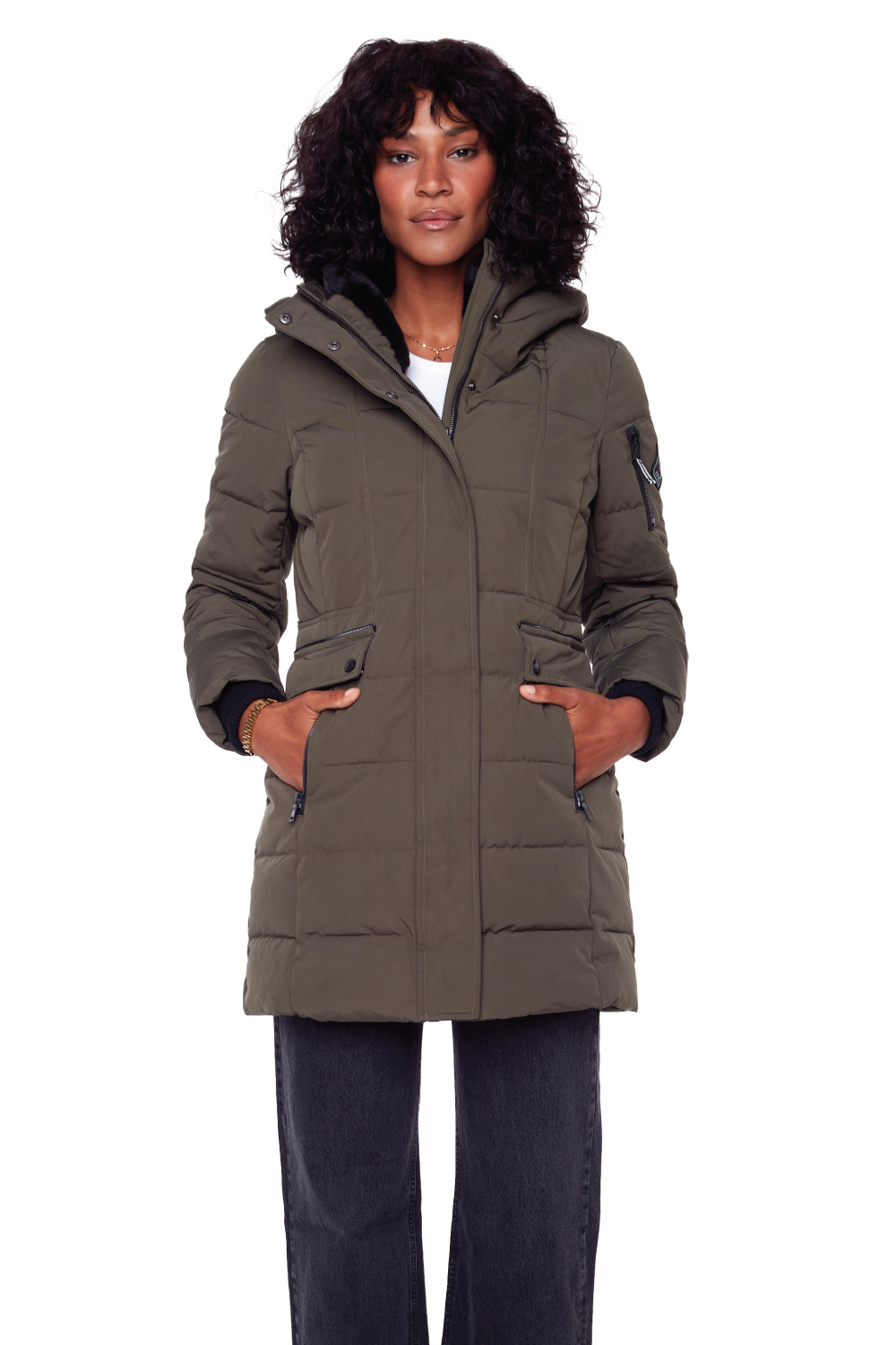 KOOTNEY | WOMEN'S VEGAN DOWN (RECYCLED) MID-LENGTH PARKA, OLIVE