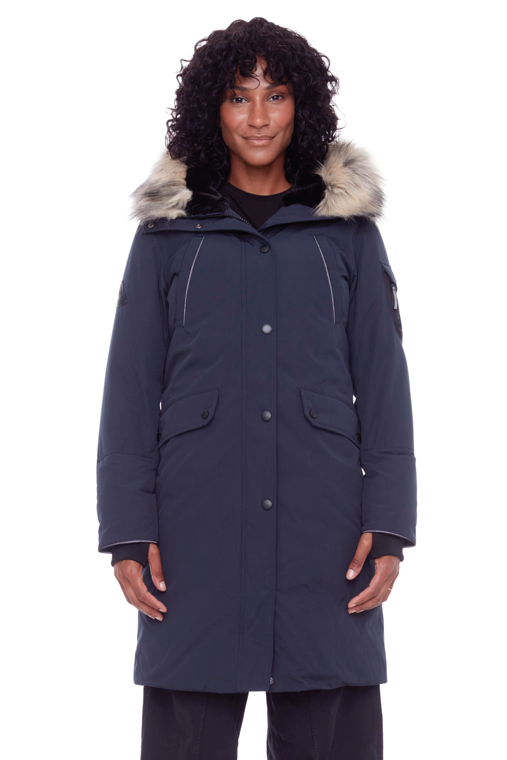 LAURENTIAN | PARKA LONGUE EN DUVET VÉGAN (RECYCLÉE) POUR FEMME, BLEU MARINE