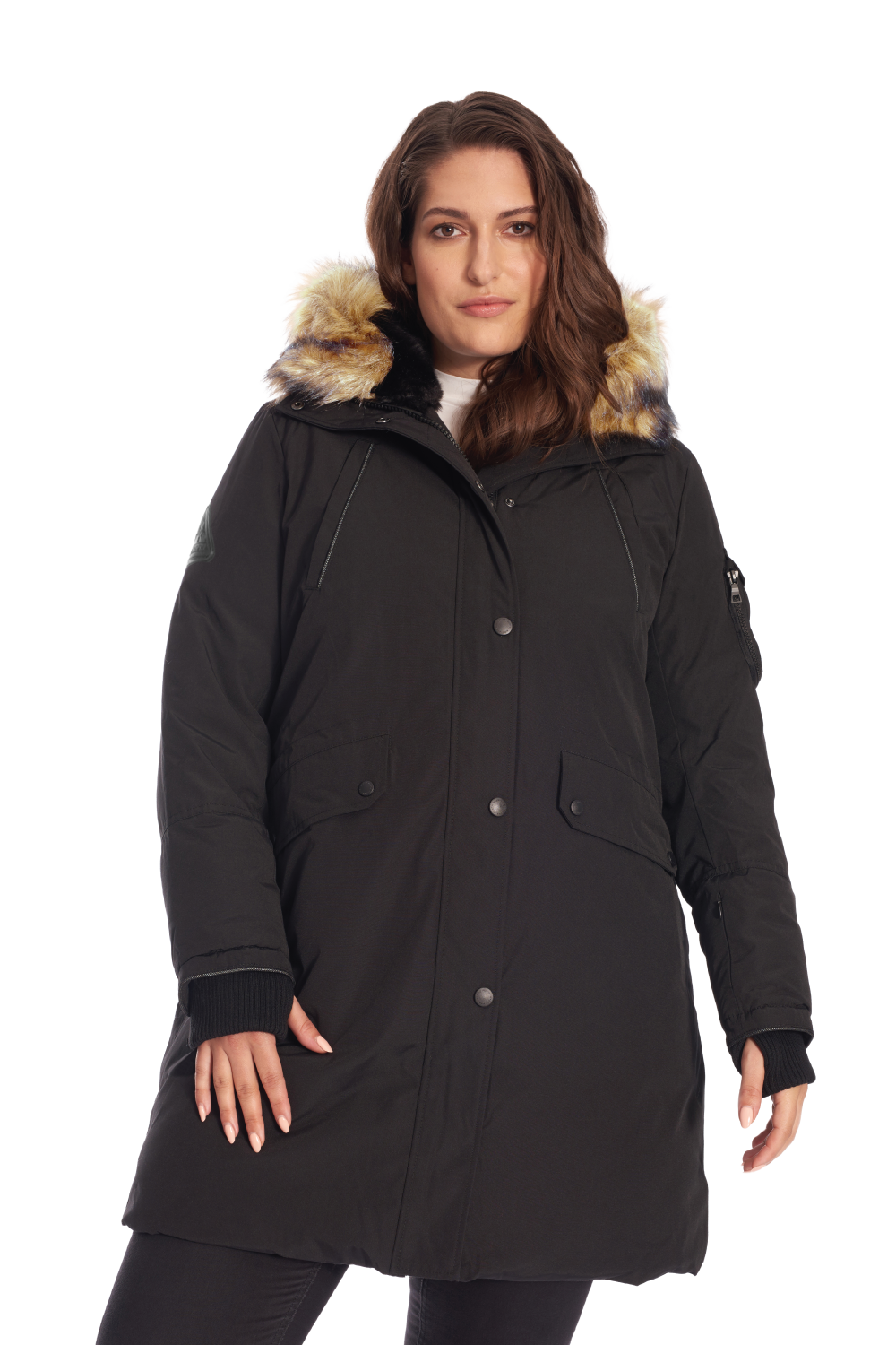 LAURENTIAN PLUS | PARKA LONGUE EN DUVET VÉGAN (RECYCLÉE) POUR FEMME, NOIR (TAILLES GRANDES)